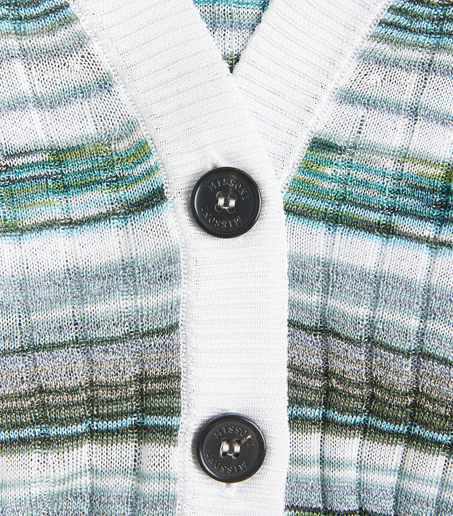 Missoni Womens Ribbed Stripe Cardigan Lgt Bl W Gr,wt Image 6