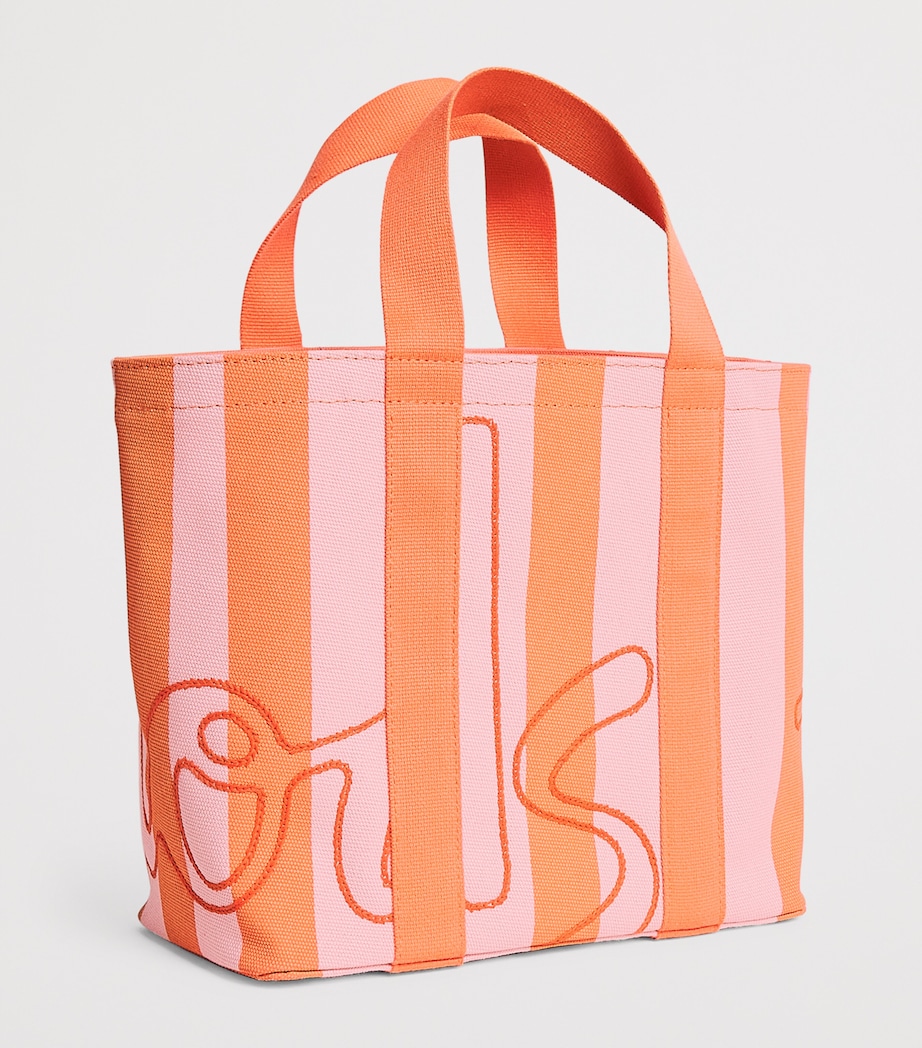 Mini Cotton Stripe Logo Tote Bag PINK Image 3