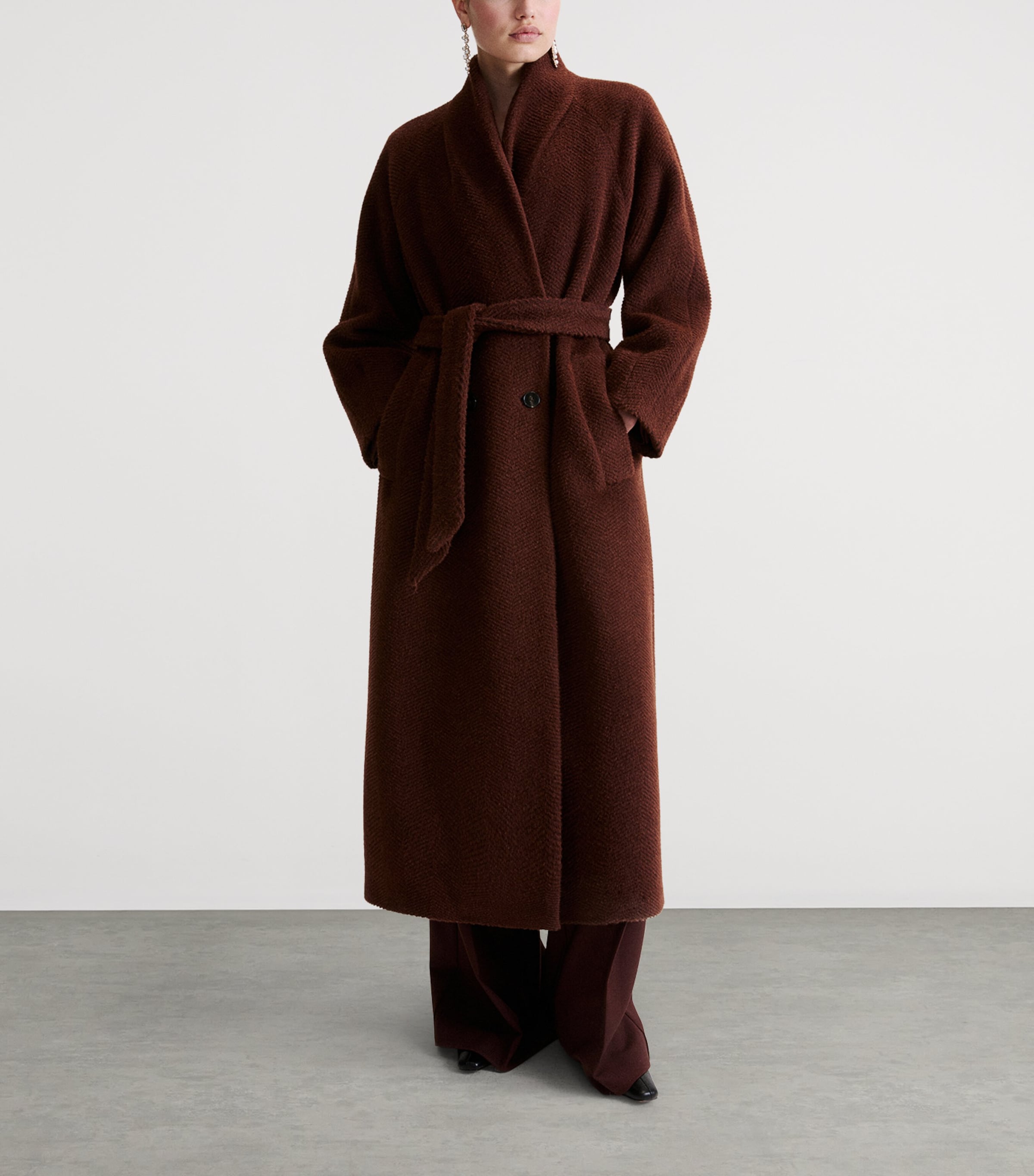 Marella Womens Alpaca-Virgin Wool Coat Brown Image 5
