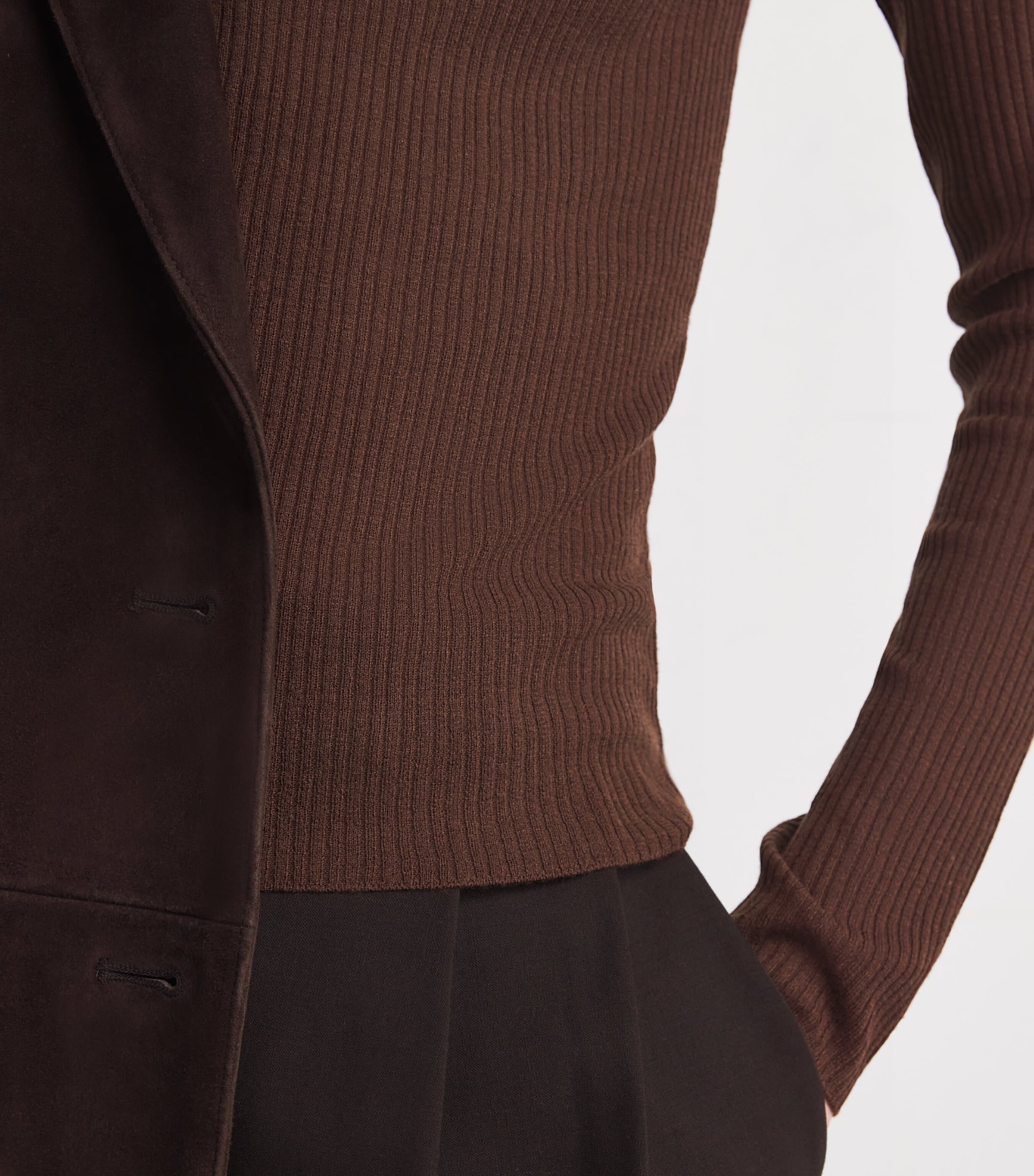 ME+EM Womens Wool-Cashmere Ribbed Sweater Chestnut Brown Image 6
