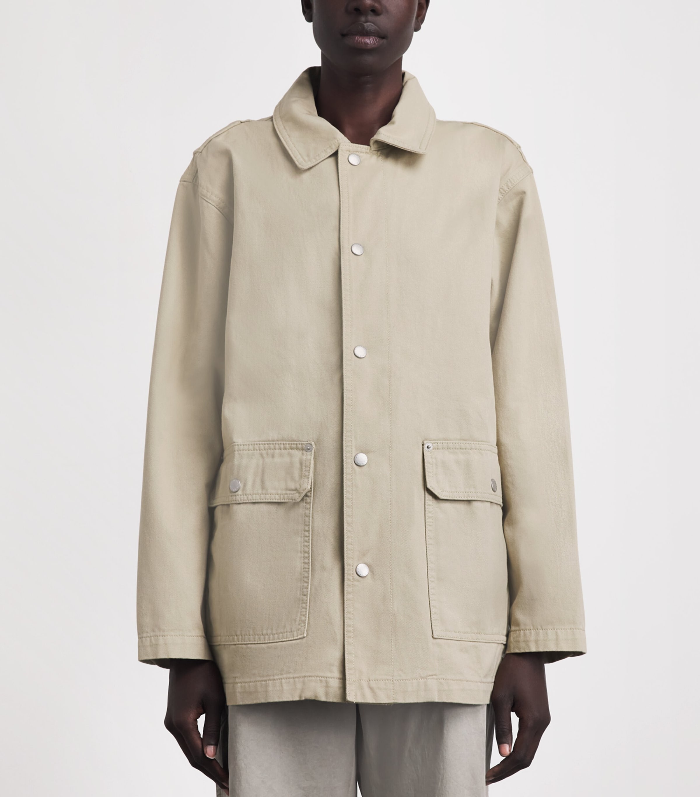 STILL HERE Womens Cotton Barn Jacket Khaki Image 4