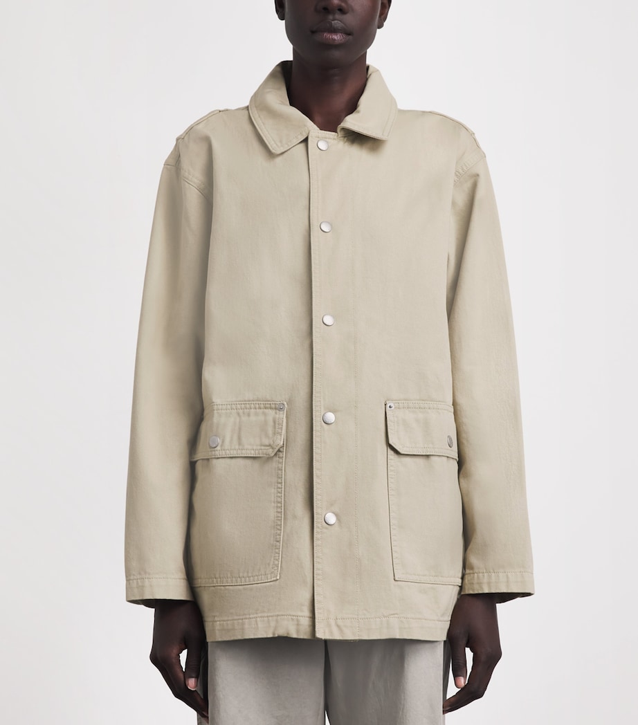 STILL HERE Womens Cotton Barn Jacket Khaki Image 4