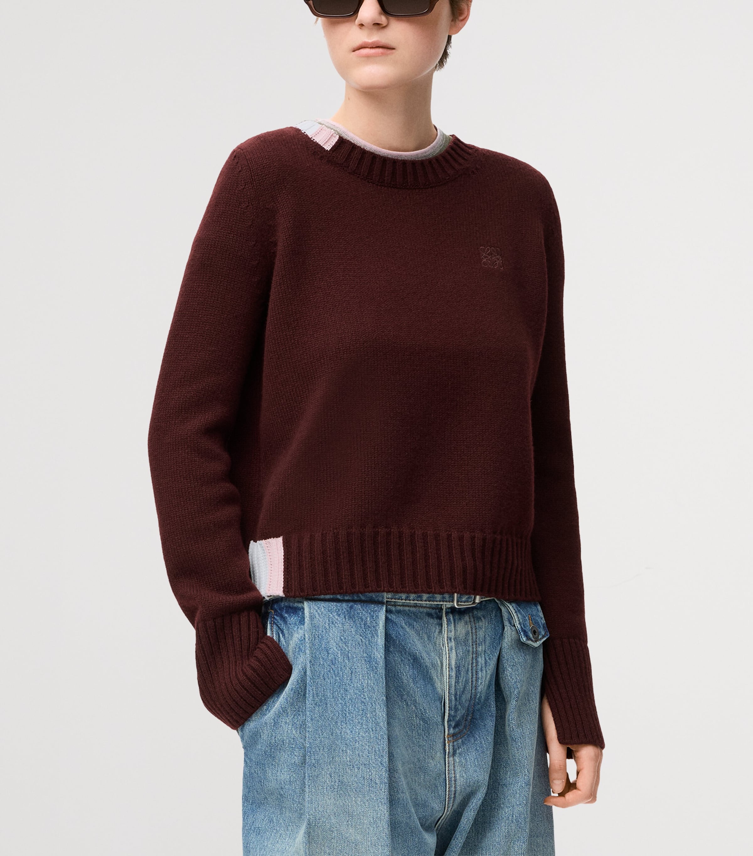 Cashmere Anagram Sweater BURGUNDY/MULTICOLOR Image 3