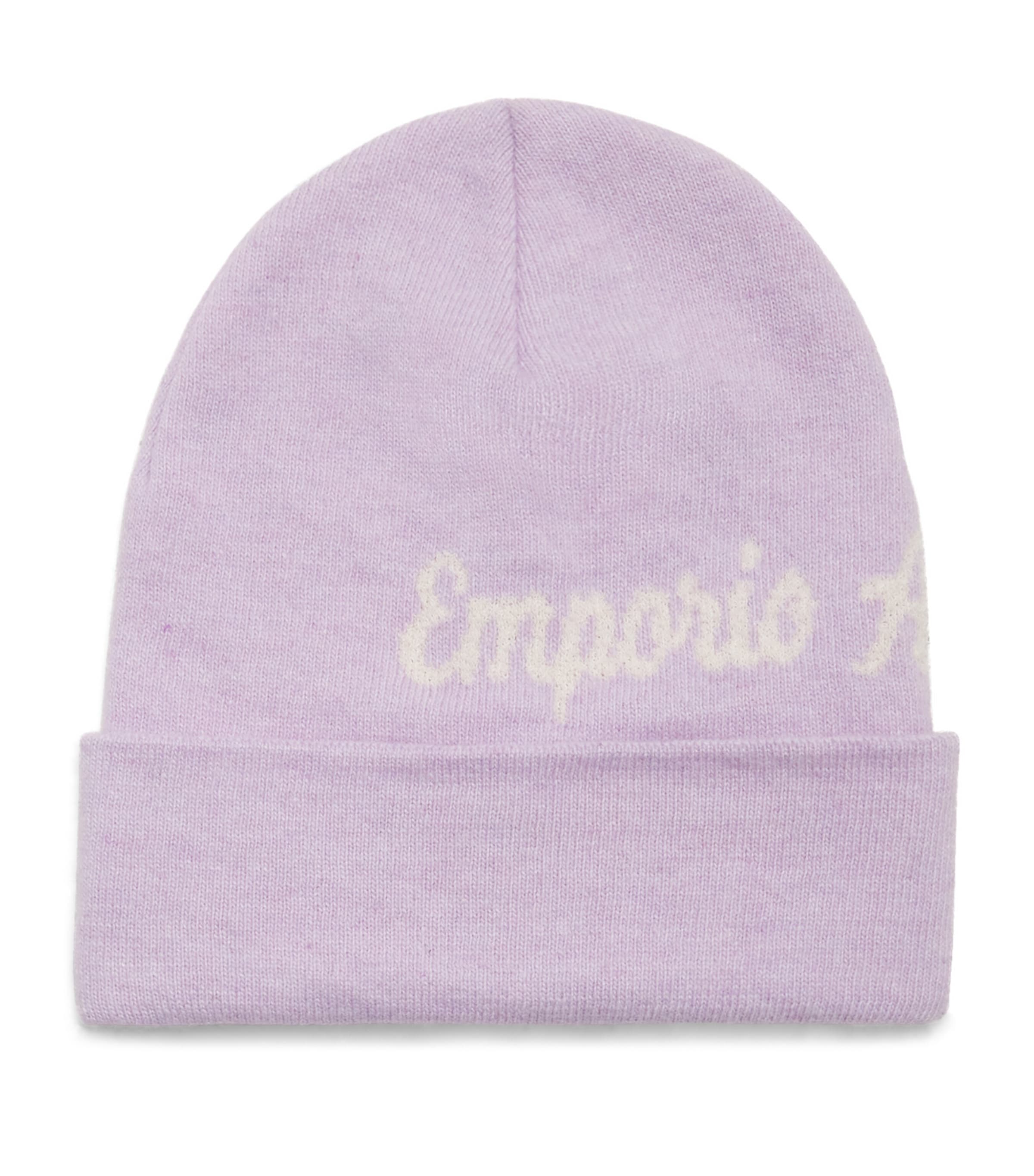 Shop Emporio Armani Jacquard-logo Beanie In Purple