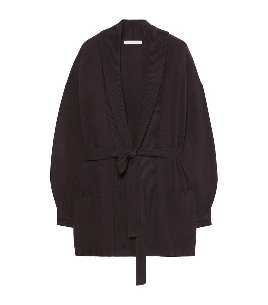 Marina Rinaldi Womens Cashmere Tie-Belt Cardigan Brown Image 1