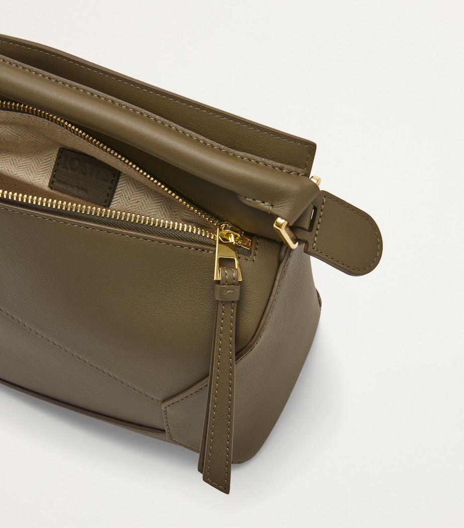 Small Leather Puzzle Edge Top-Handle Bag DARK KHAKI GREEN Image 6