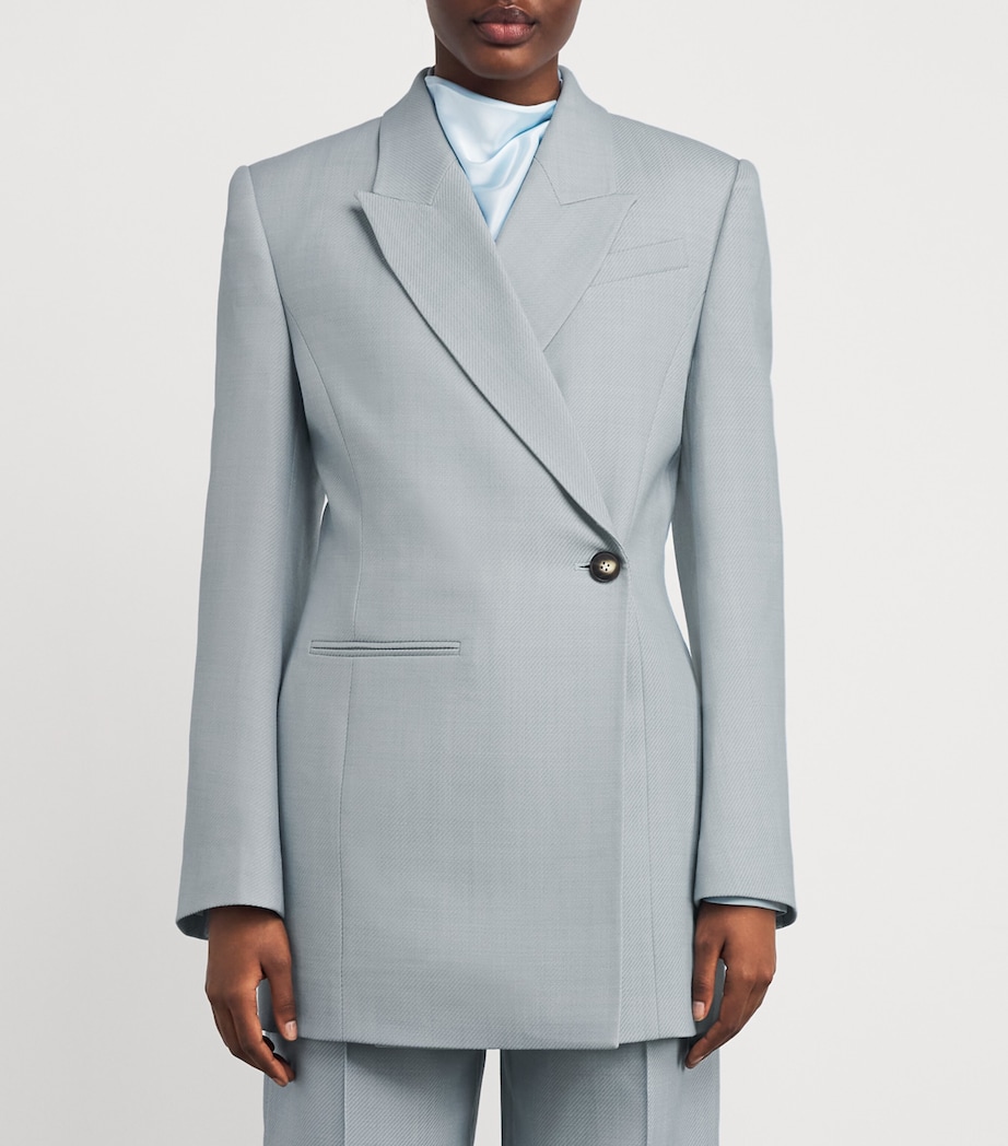 Wool-Blend Asymmetric Gehry Blazer L60 CHALKY BLUE Image 3