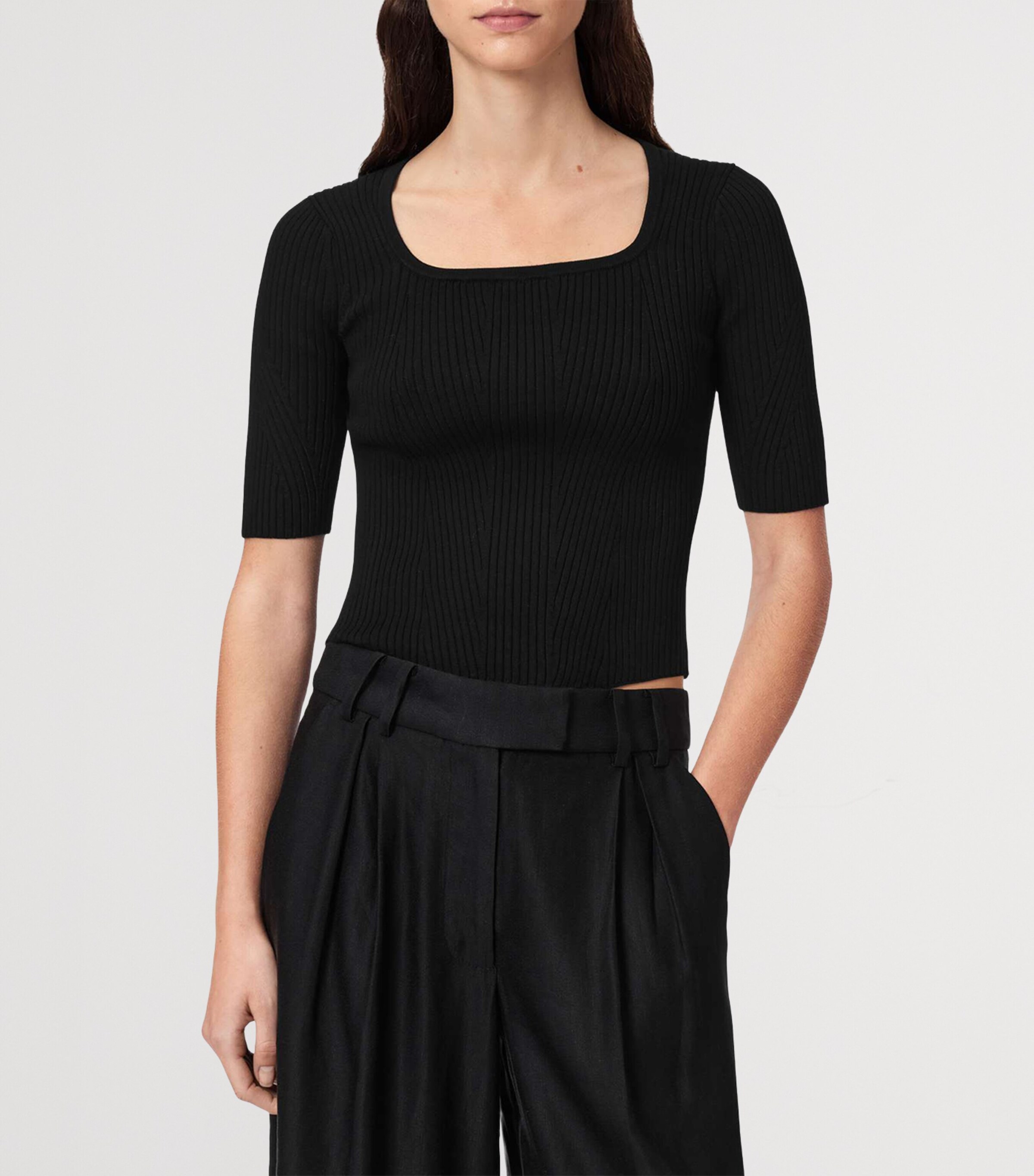 AllSaints Womens Cruz Hally Top Black Image 3