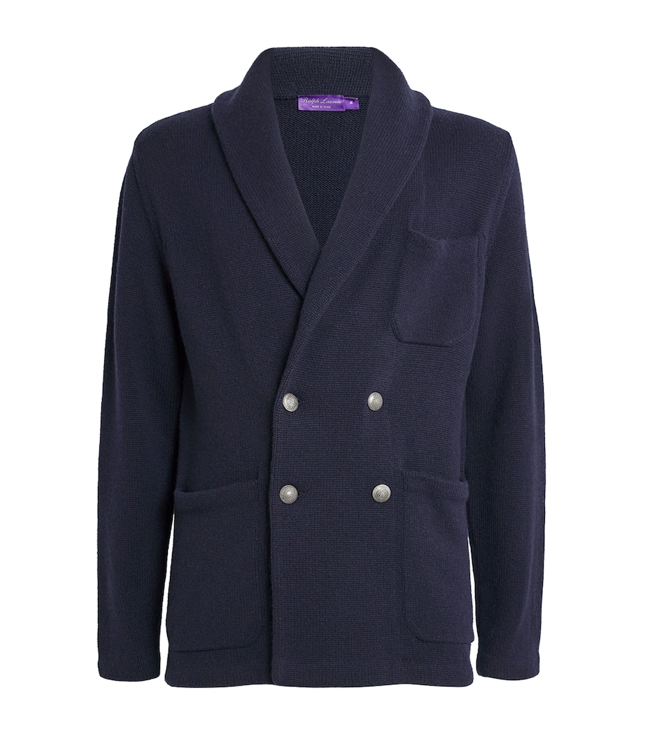 Ralph Lauren Purple Label Mens Cashmere Double-Breasted Cardigan Classc Chairmn Nav Image 1