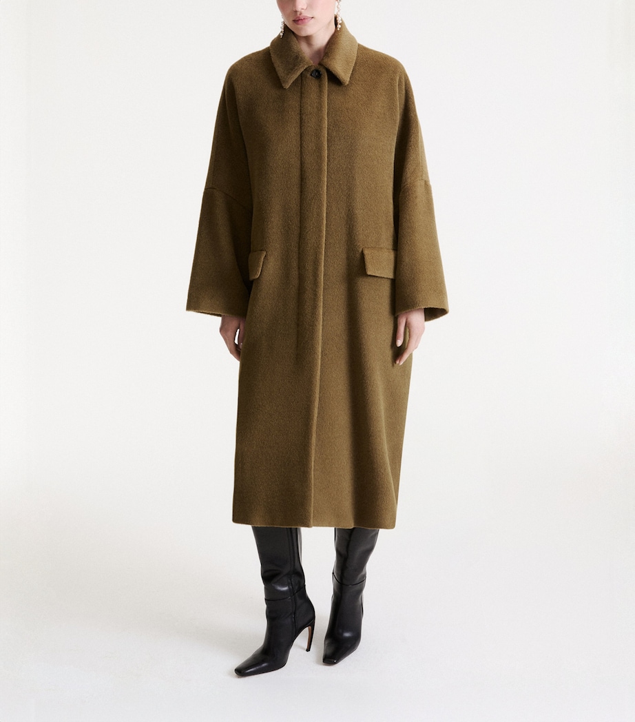 Marella Womens Alpaca-Virgin Wool Coat Kaki Image 4
