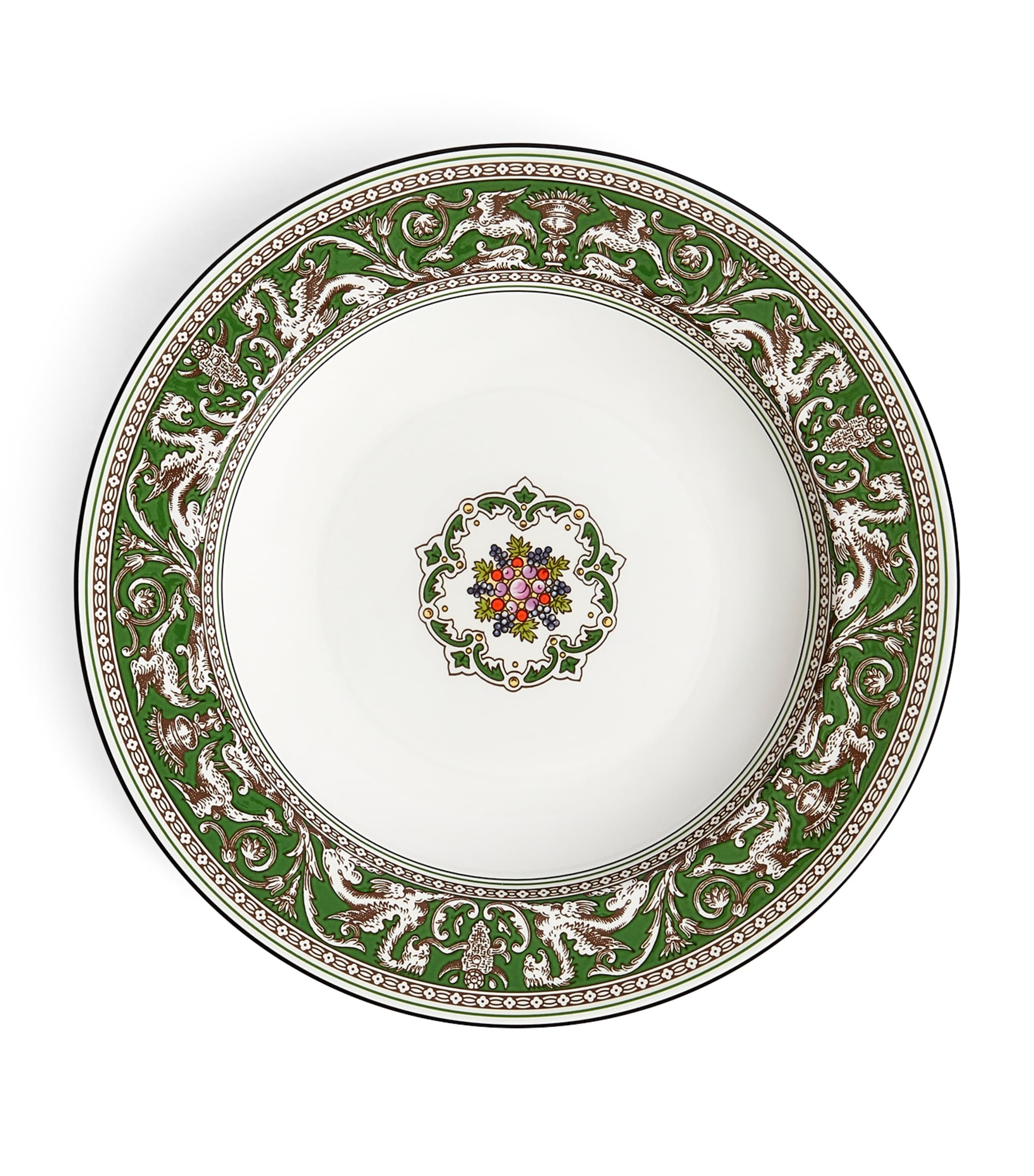 Wedgwood Florentine Verde Bone-china Rim Soup Bowl 22.8cm In Green
