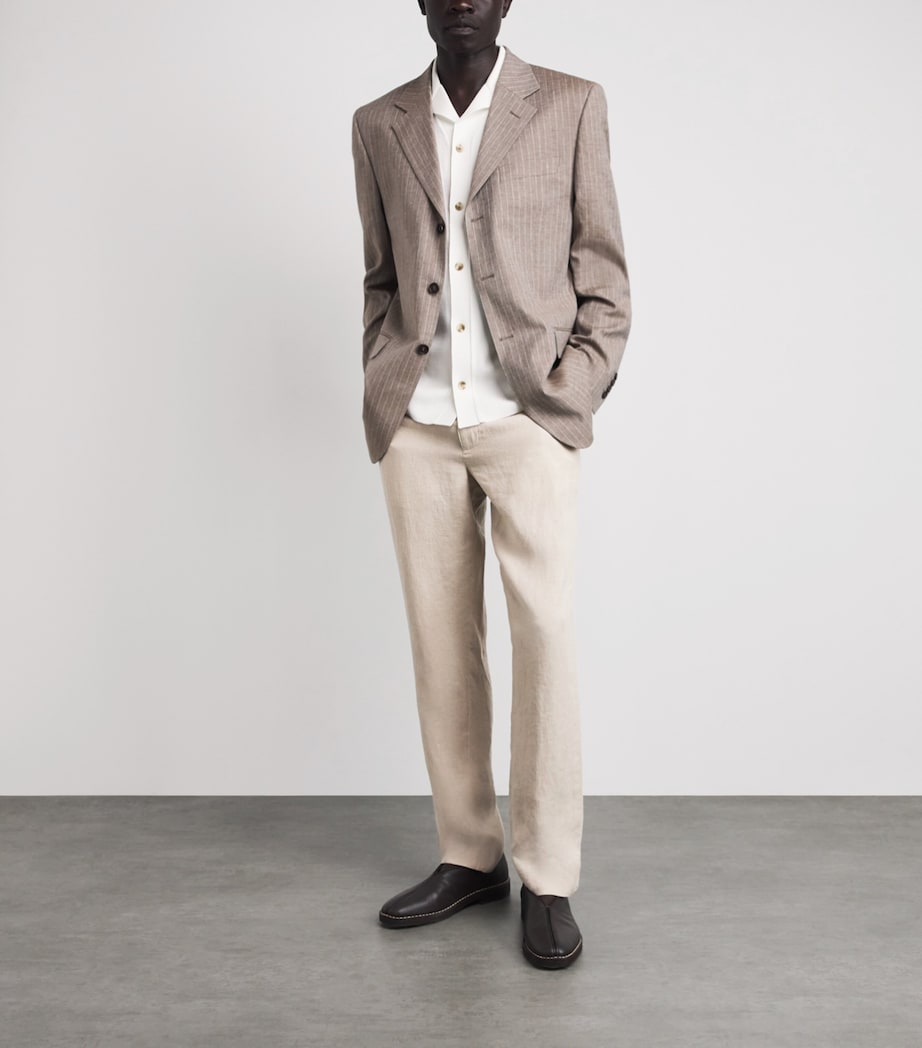 Vince Mens Linen Drawstring Straight Trousers Pumice Rock Image 2