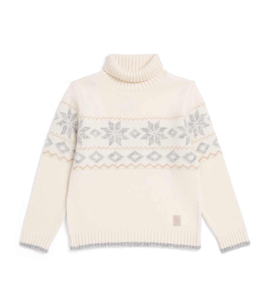 Wool-Blend Snowflake Sweater (4-14 Years) 100GRWHITE/GREY Image 1