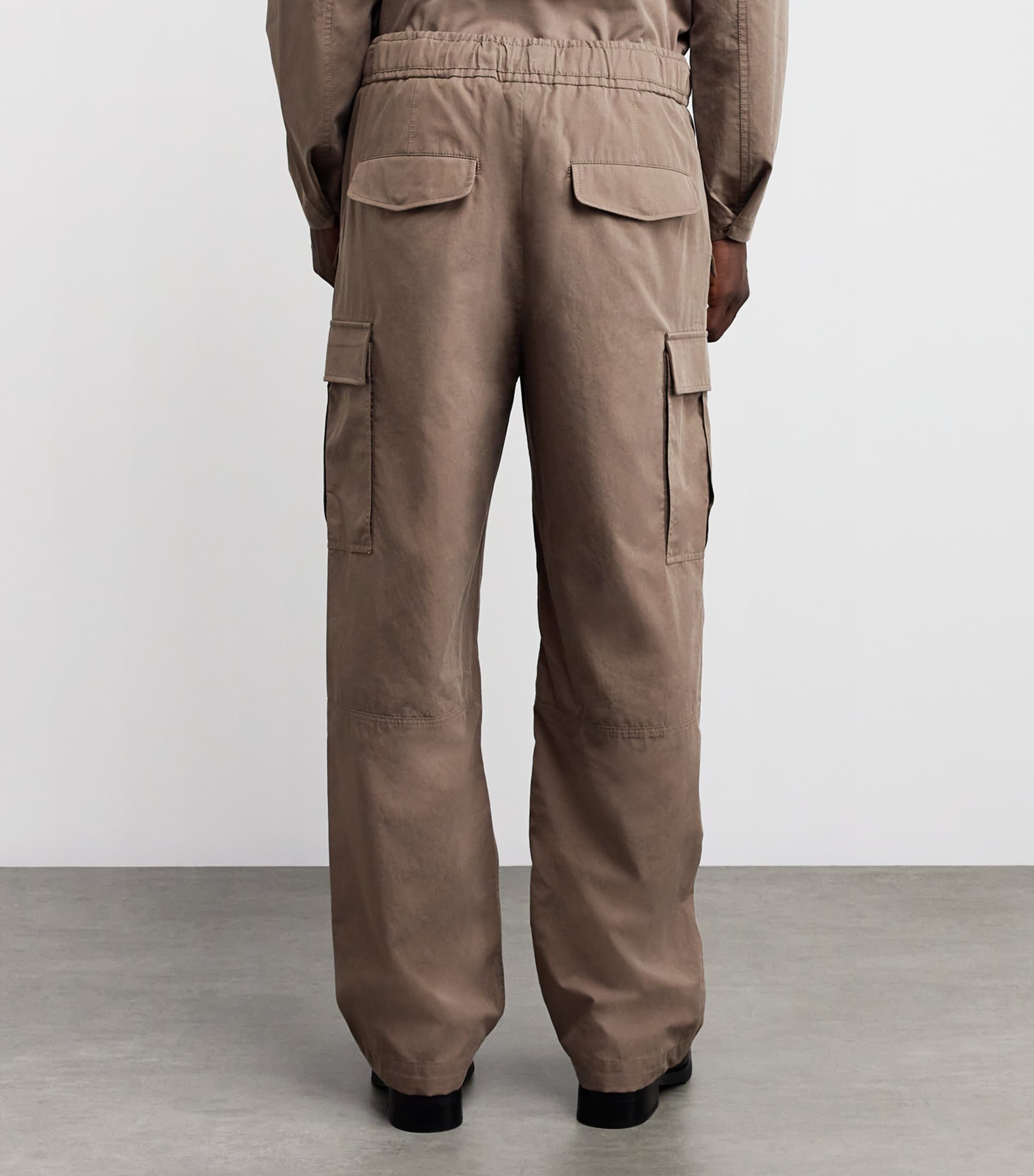 Cotton-Blend Wide-Leg Garrett Cargo Trousers FADED OLIVE Image 4