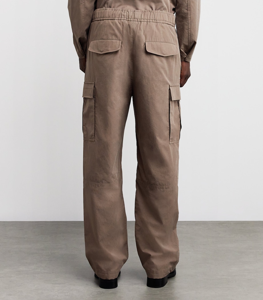 Cotton-Blend Wide-Leg Garrett Cargo Trousers FADED OLIVE Image 4