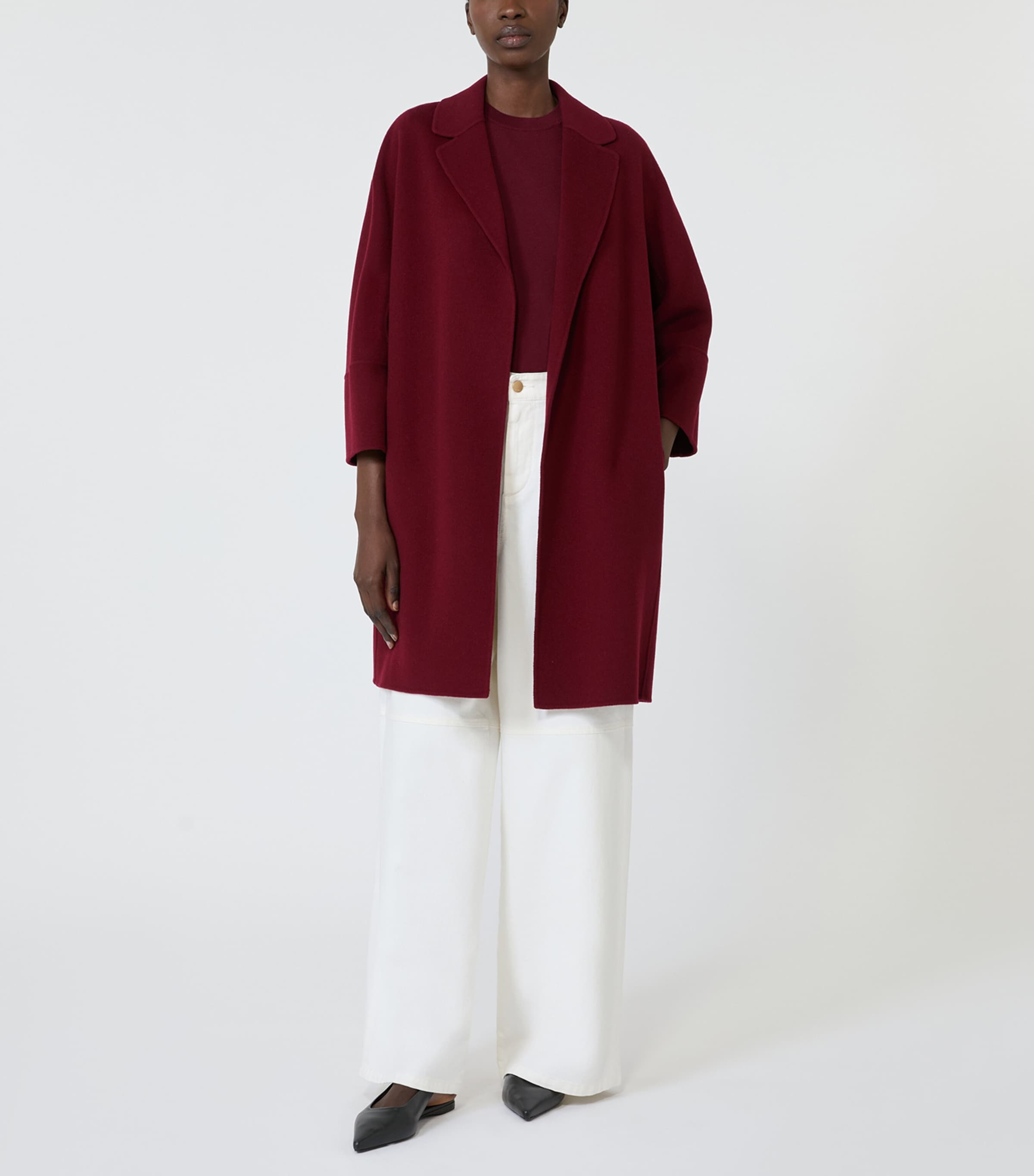 Max Mara Womens Wool Robe Coat Bordeaux Image 2