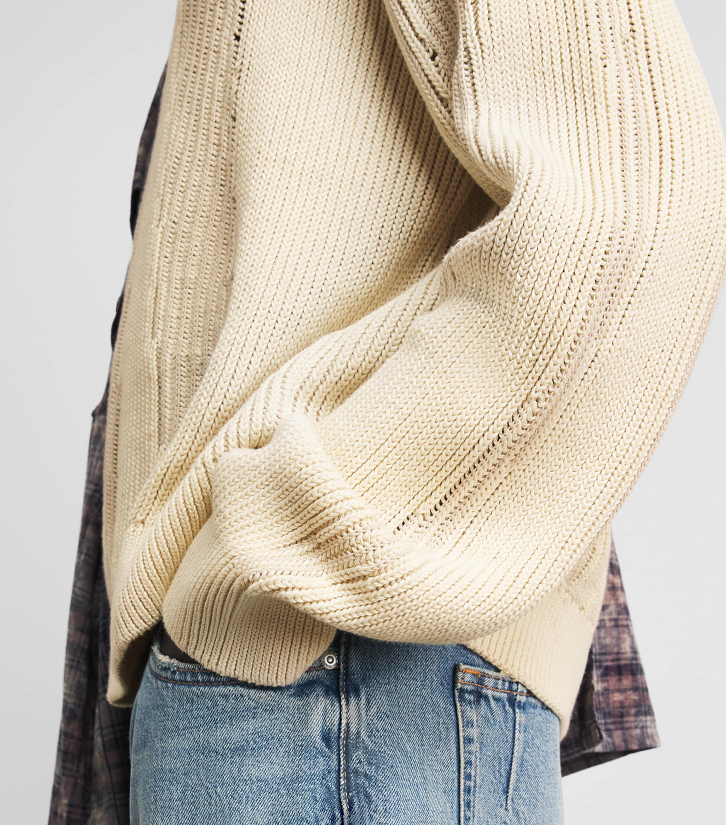 Won Hundred Mens Cotton Knitted Bently Sweater Cloud Cream Comb. Image 3