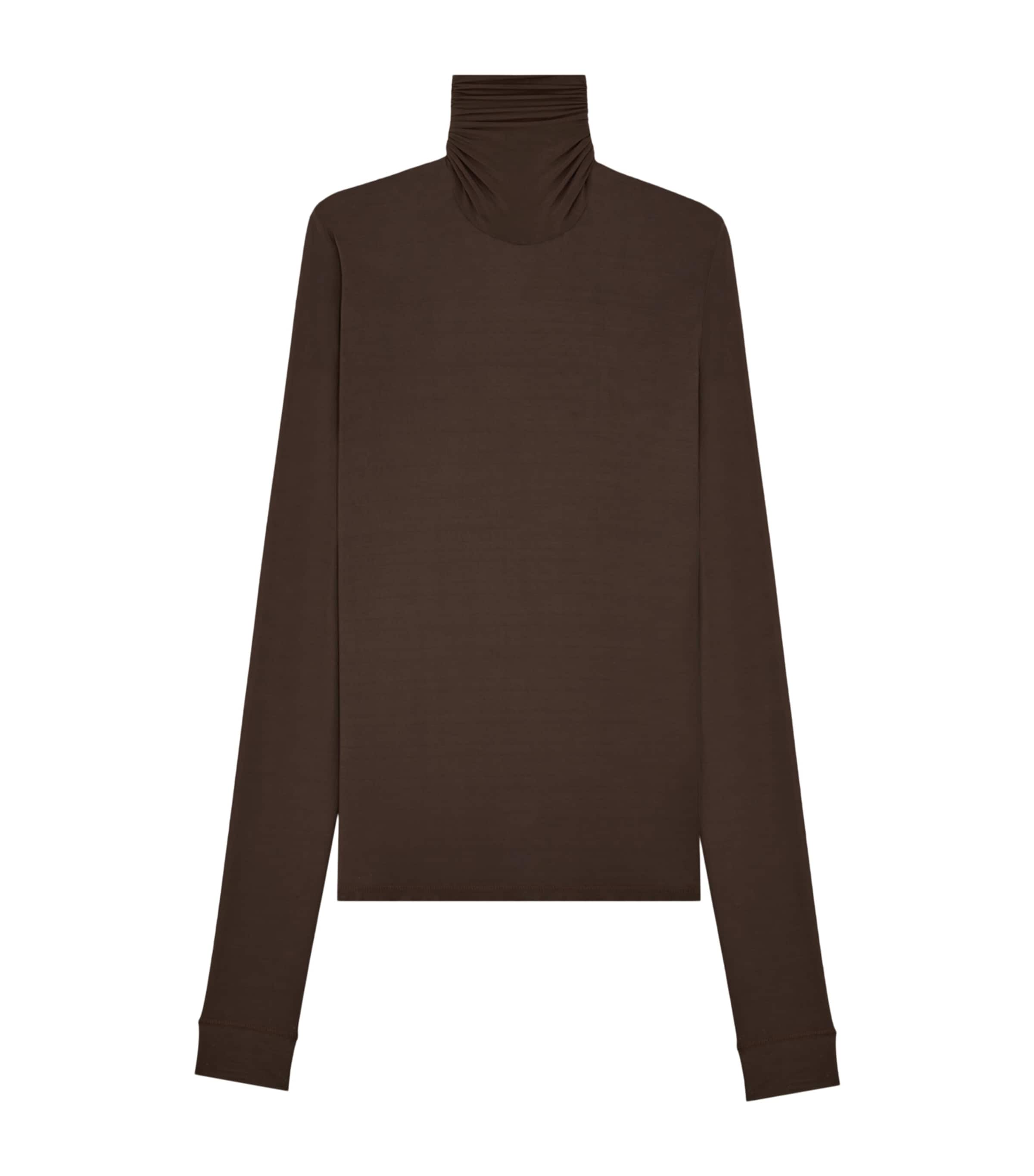 Saint Laurent Stretch-Jersey Rollneck Top