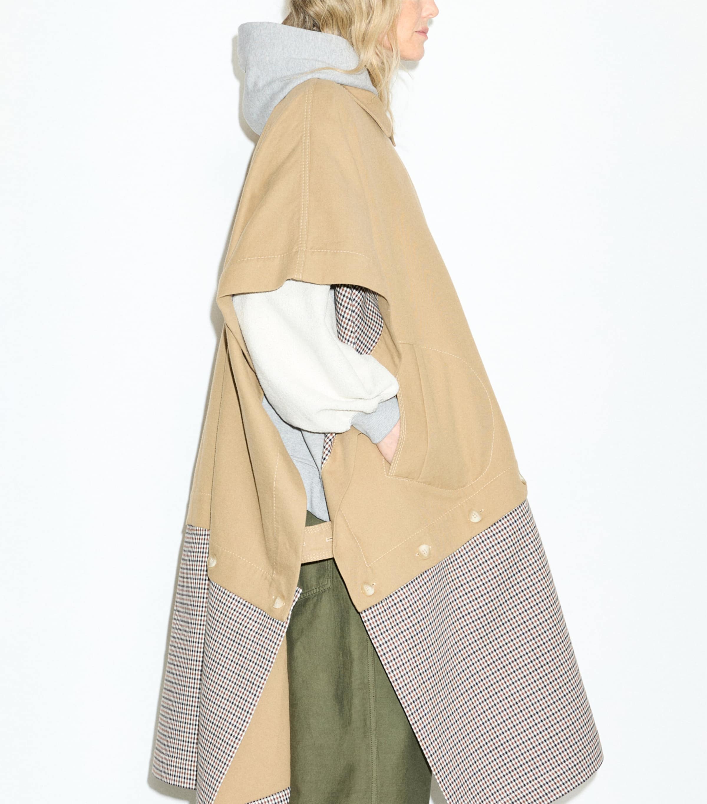 MAX&Co. Womens Contrast-Panel Raincoat Camel Image 4