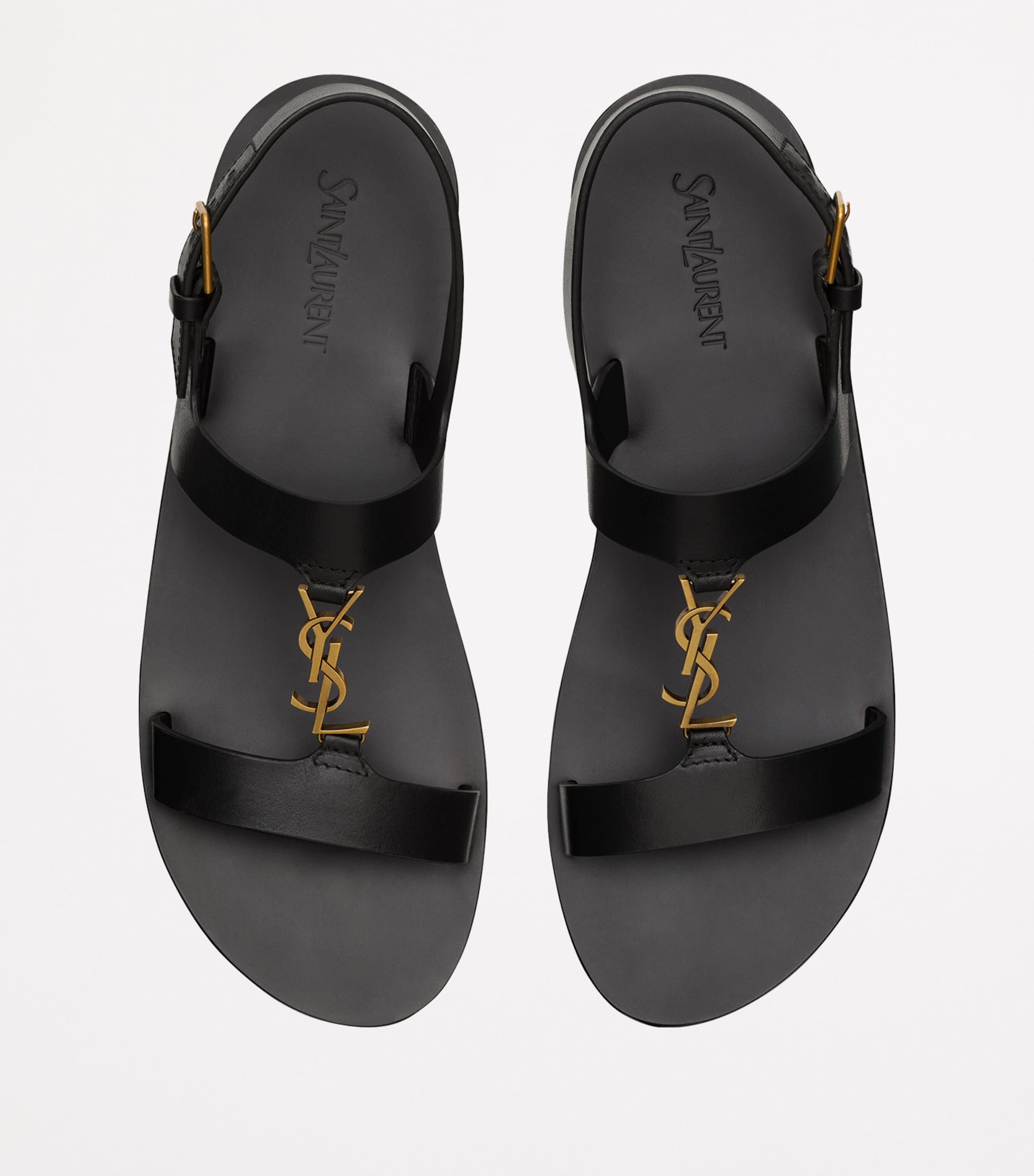 ★Saint Laurent★ Cassandre Flat Sandals Black 818293AADF110 Saint Laurent Calfskin Cassandre Flat Sandals | Harrods US