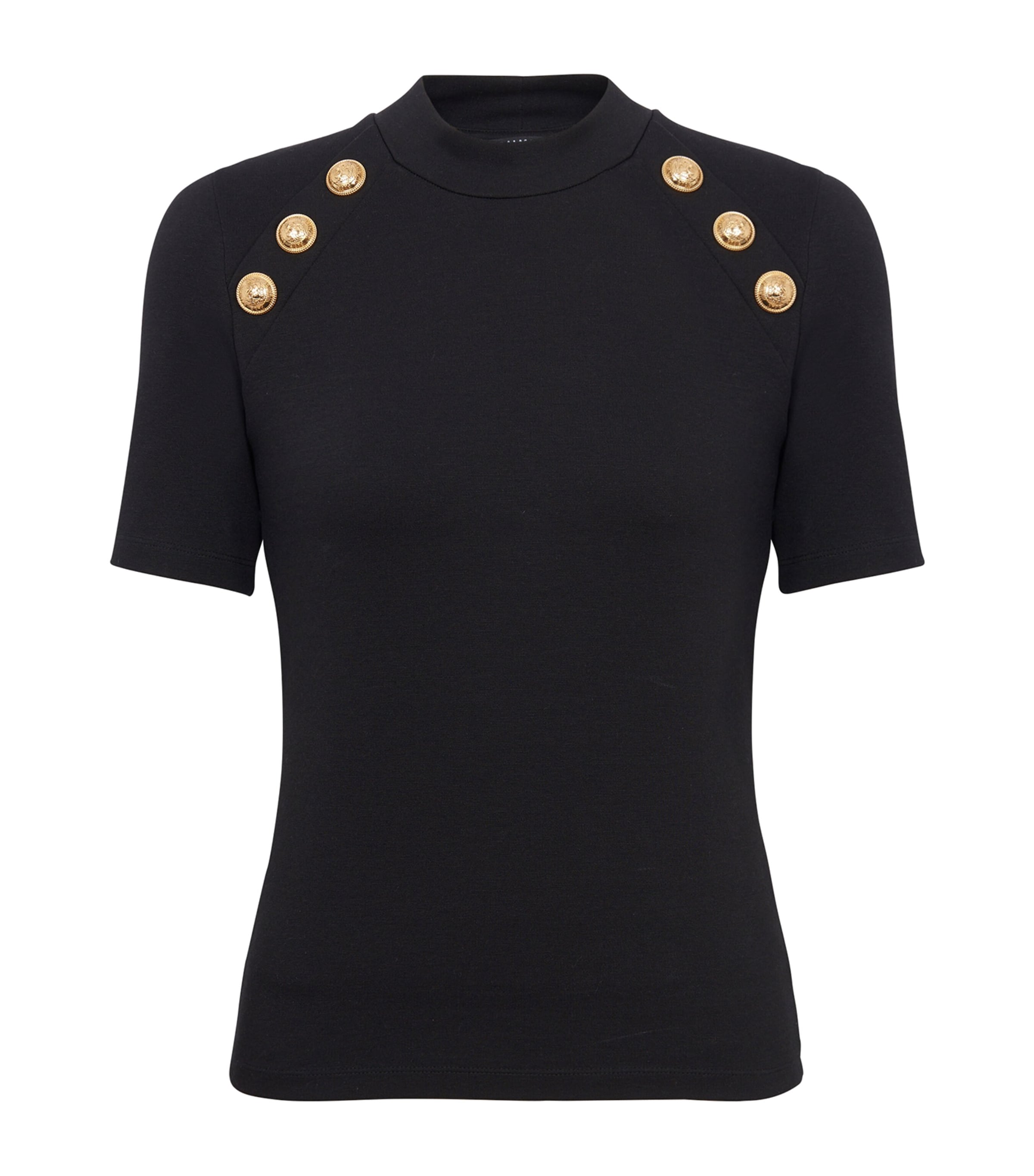 Balmain Jersey Button-Detail T-Shirt | Women Clothing | Tops | T-Shirts | Designers | Balmain