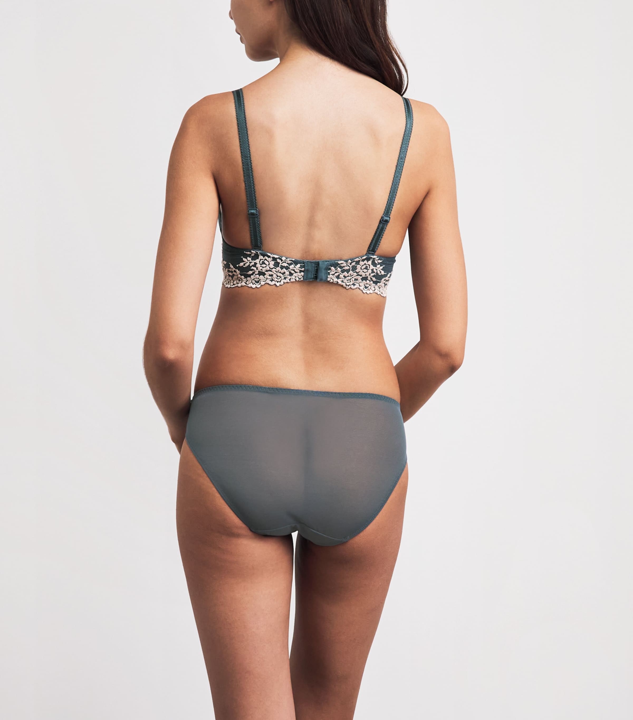 Wacoal Womens Embrace Lace Bikini Briefs Drk Slte/cld Pnk Image 3