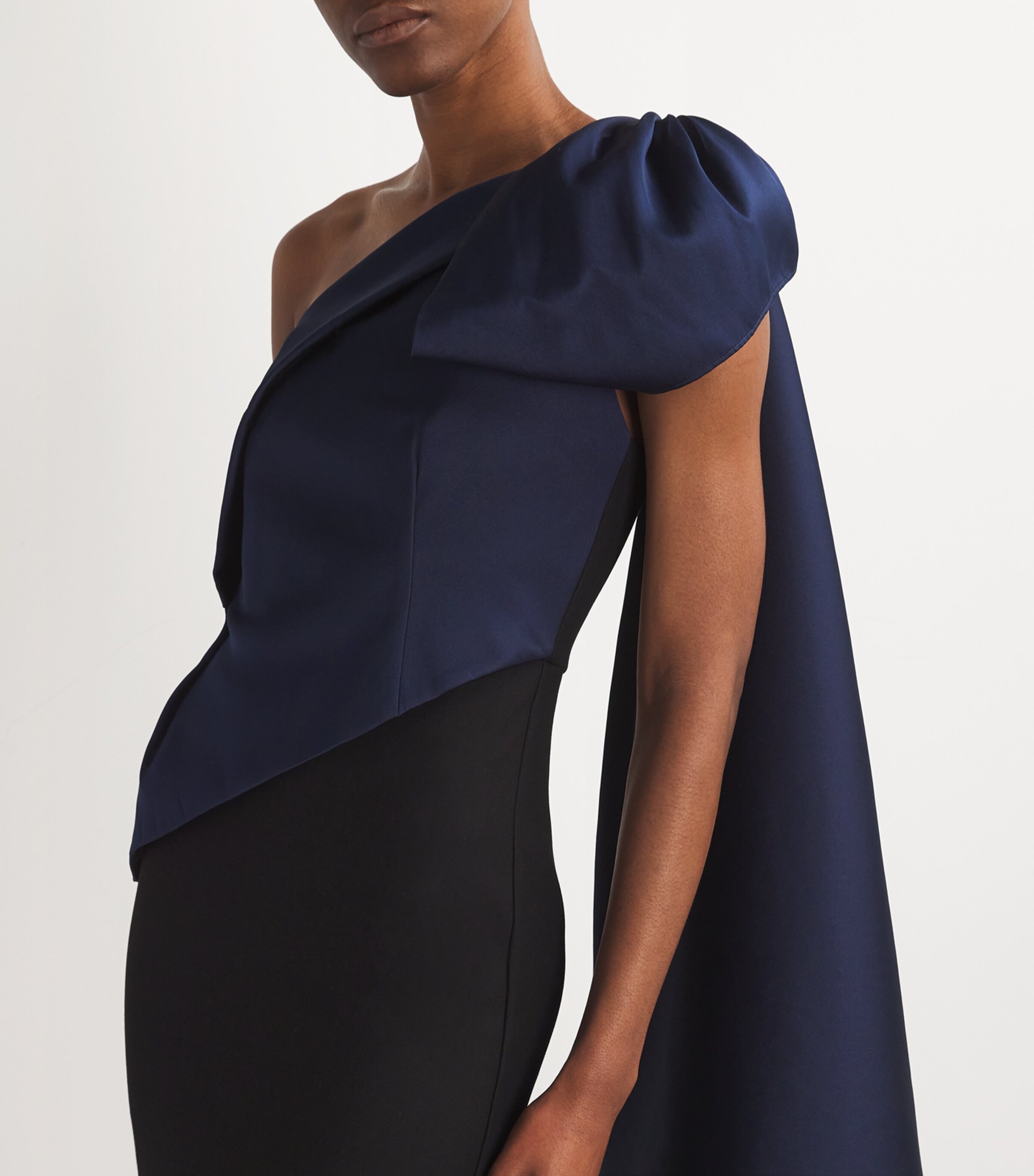 navy blue dress for baby girl Roland Mouret Multi Asymmetric Bow-Detail Gown