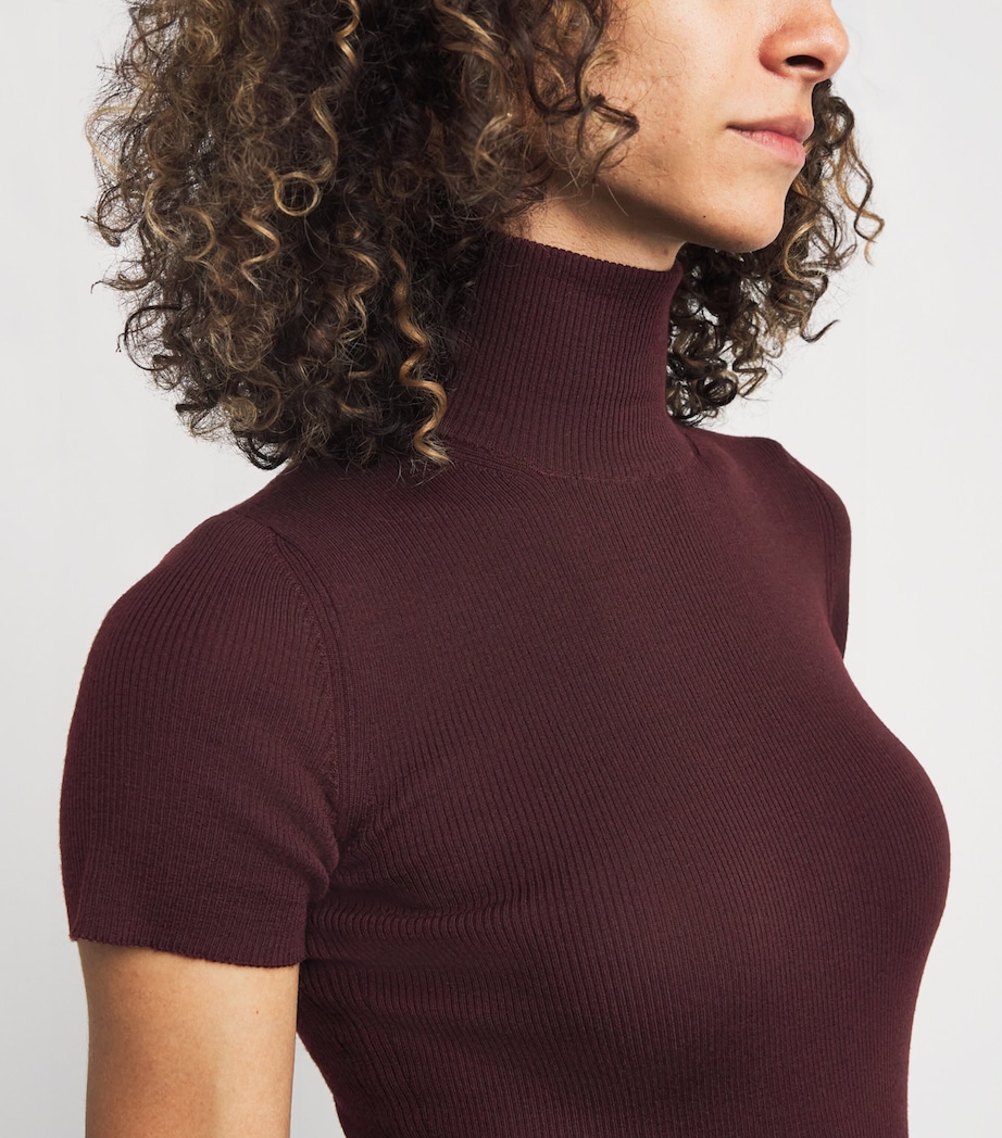 Wool Short-Sleeve Sweater CHERRY Image 6