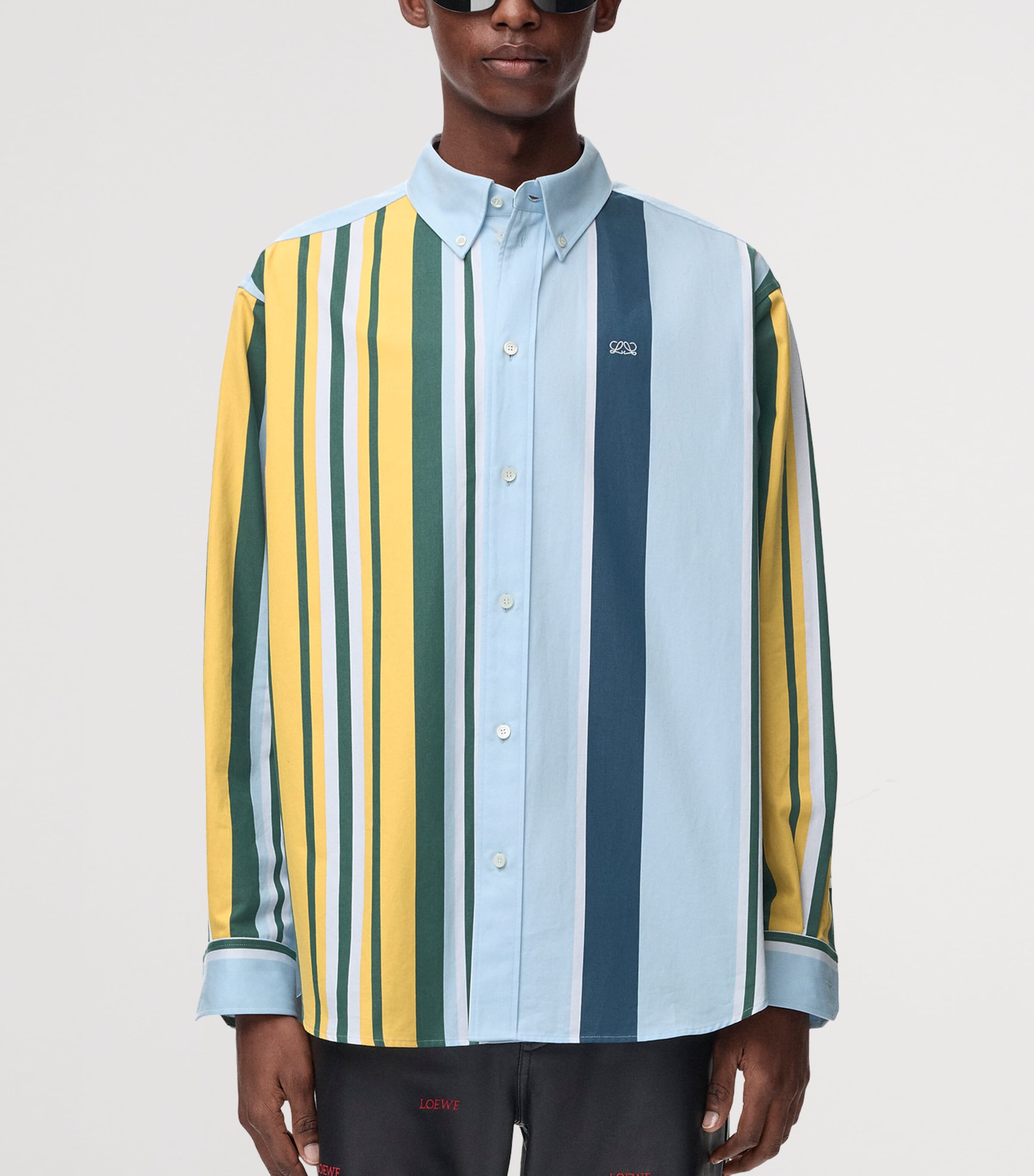 LOEWE Mens Stripe Print Shirt Yellow/multicolor Image 3