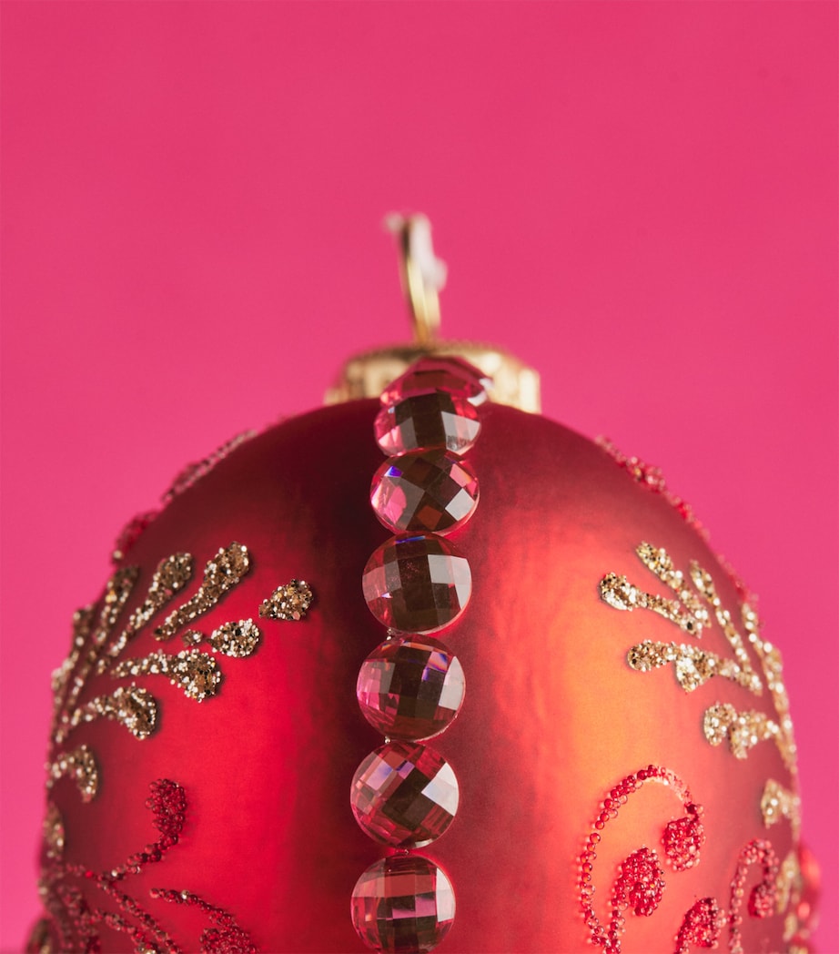 Harrods Glittery Heart Bauble Red Matt Image 2