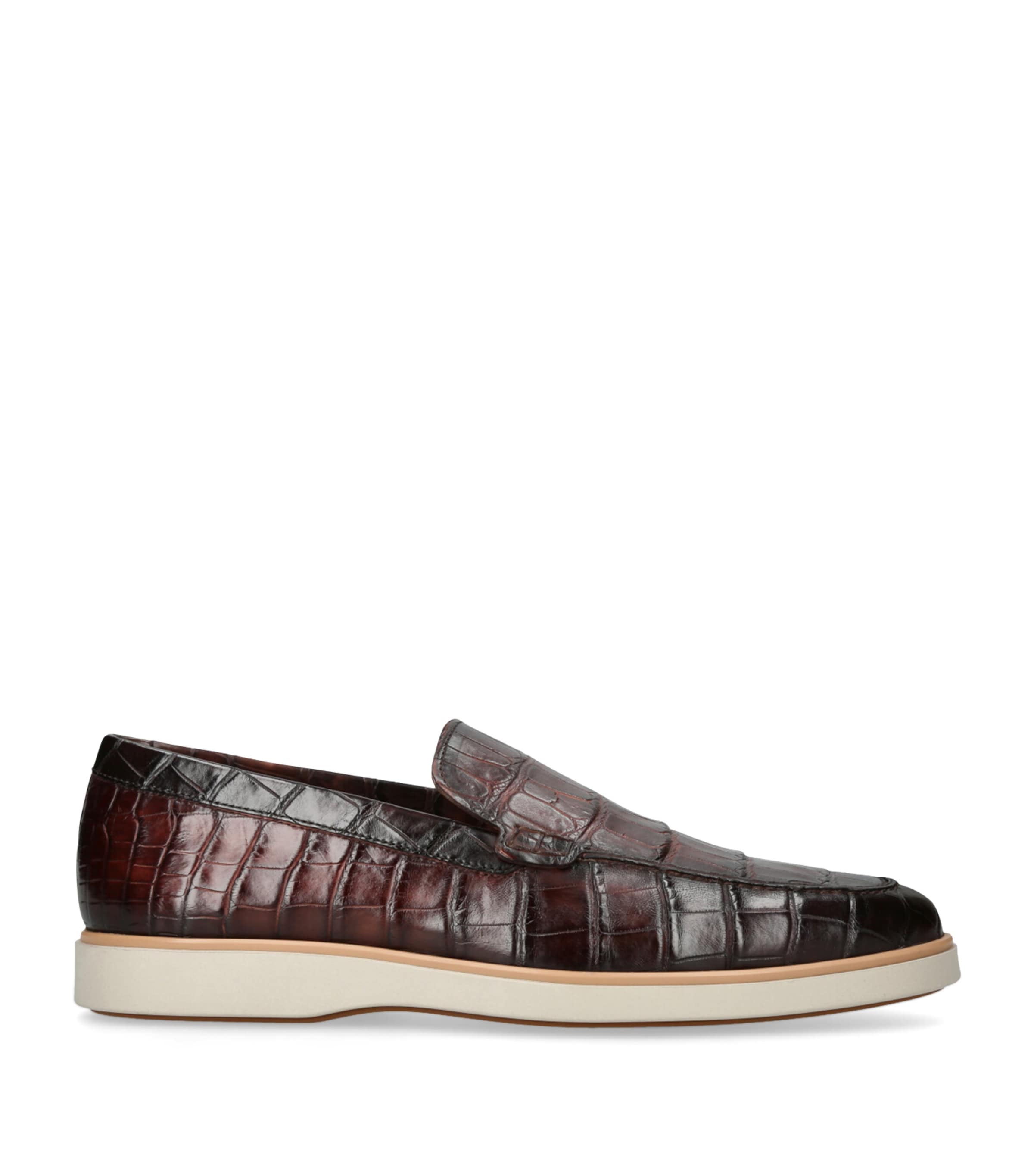 Magnanni Crocodile Pariaso Low-top Loafers In Brown