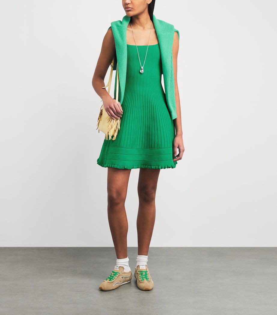Maje Womens Knitted Skater Mini Dress Green Image 2