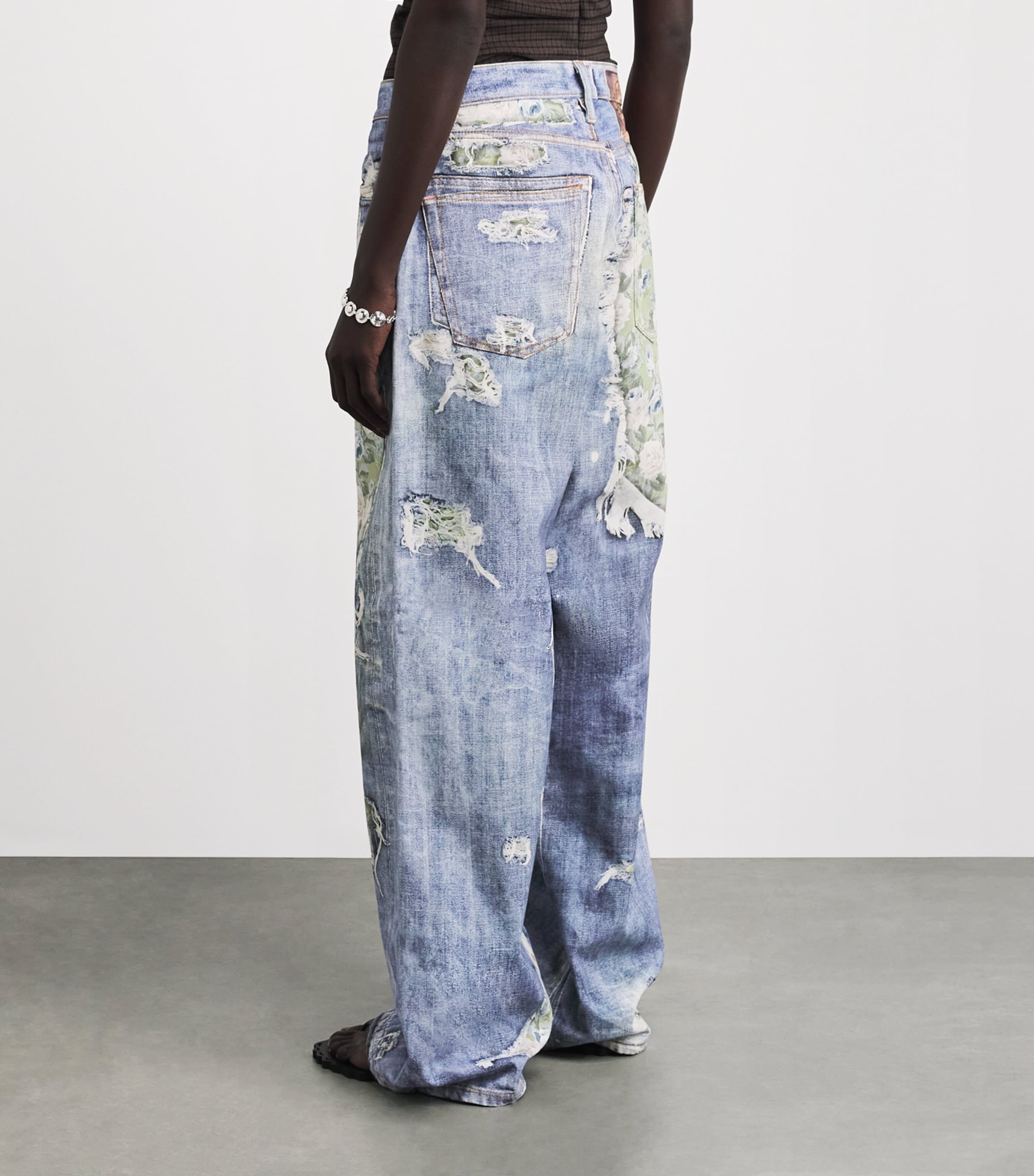 Acne Studios Womens Trompe-l'Oeil Wide-Leg Jeans Blue/green Image 5