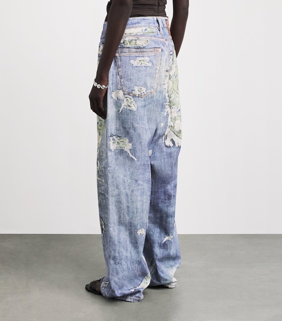 Acne Studios Womens Trompe-l'Oeil Wide-Leg Jeans Blue/green Image 5