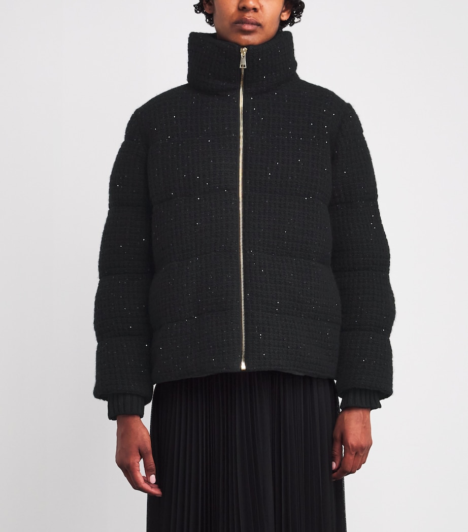 Wool-Silk-Cashmere-Blend Sequinned Jacket 825 NERO Image 3