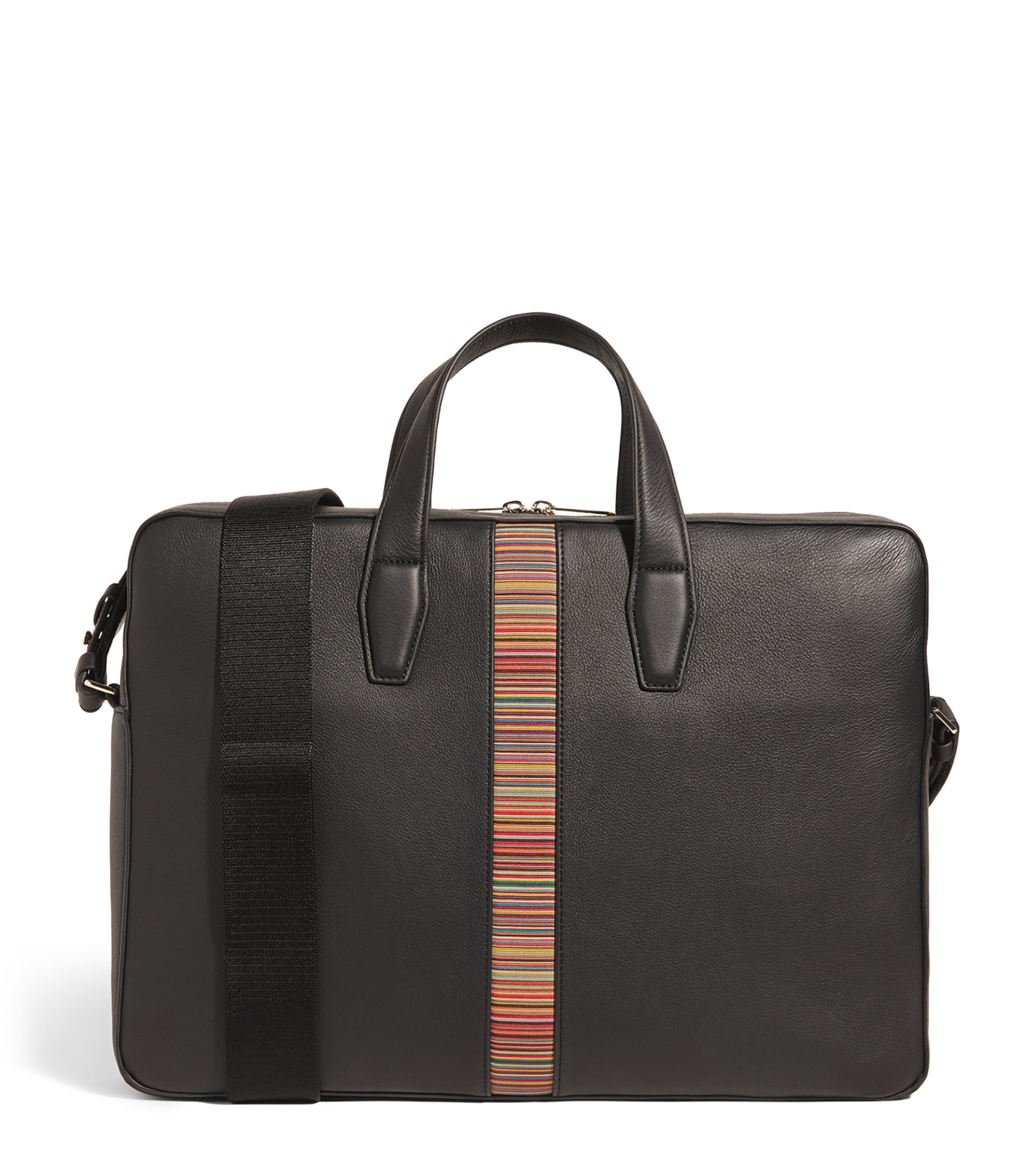 Paul Smith Leather Signature Stripe Briefcase In Black