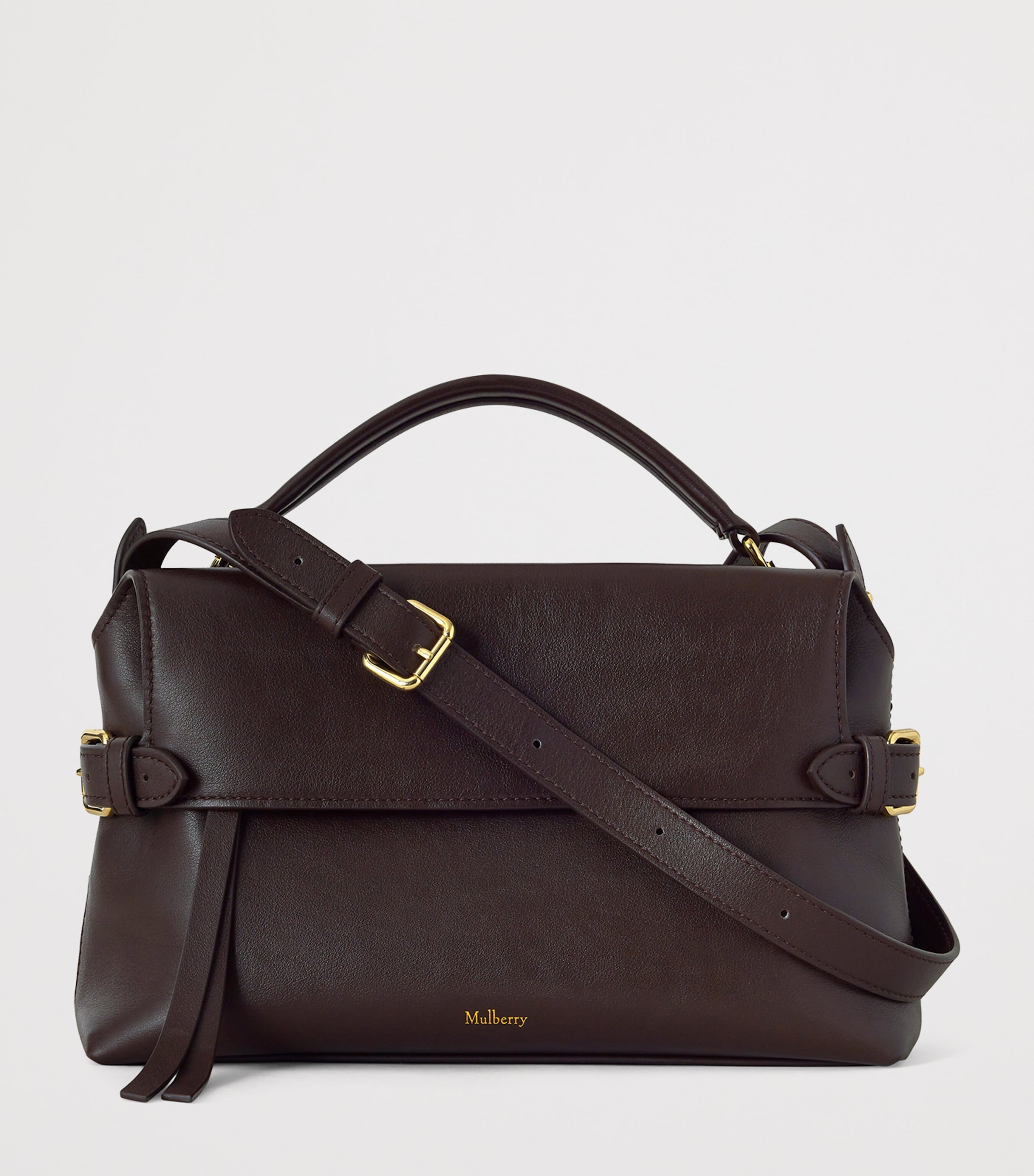 Mulberry Small Leather Stevie Top-Handle Bag Ebony Image 4