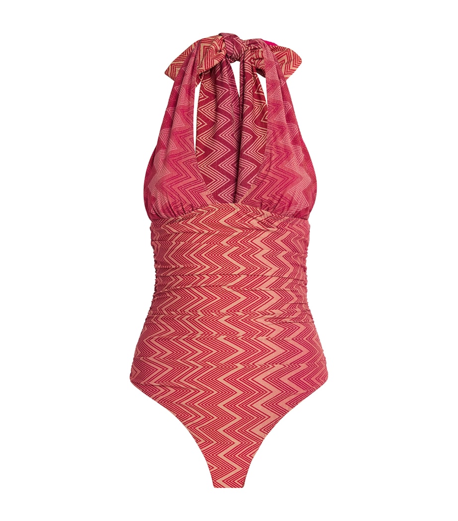 Halterneck Zigzag Swimsuit CHERRY CHEVRON S416I Image 1