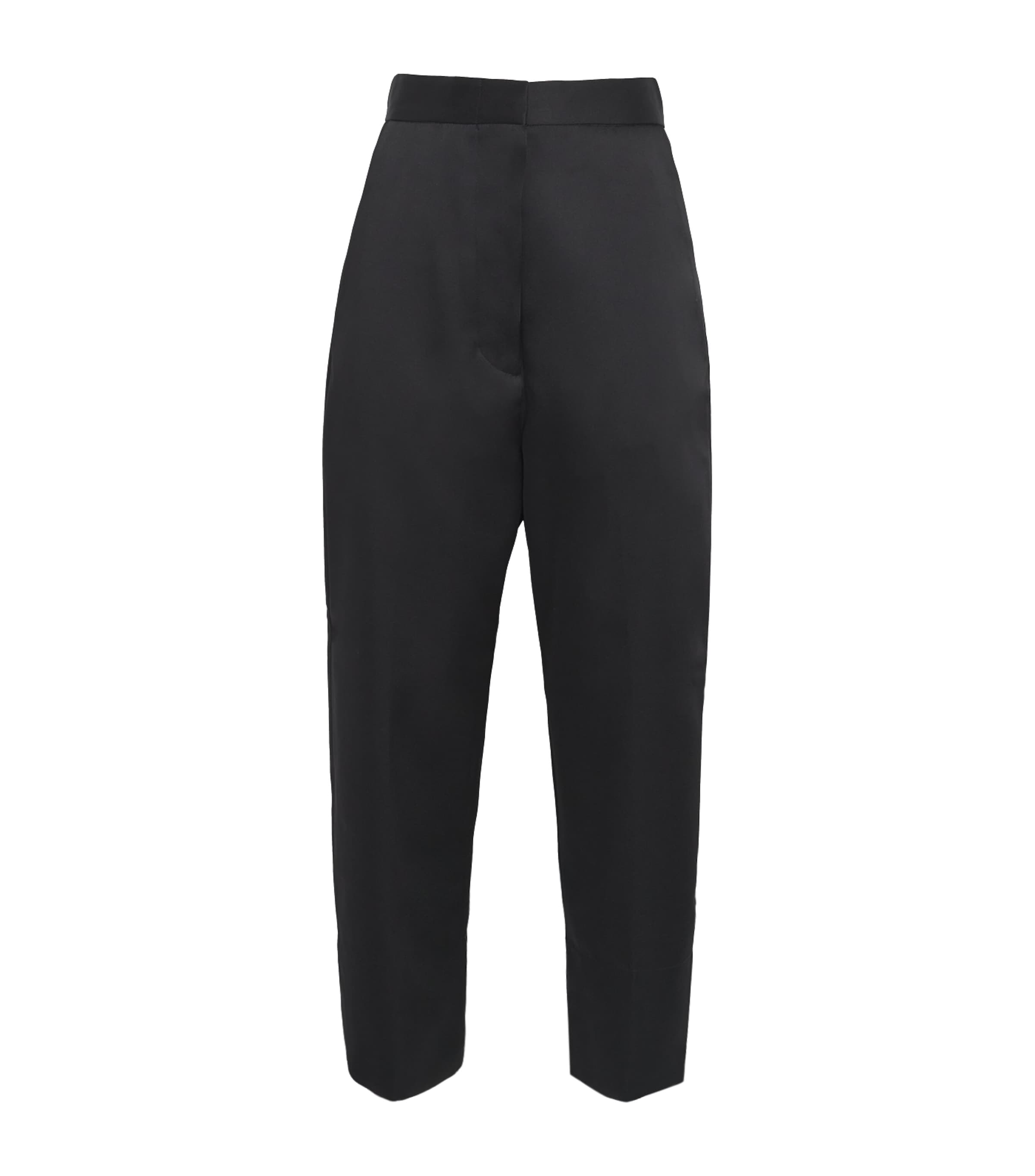 Source Unknown Satin Wide-leg Tuxedo Trousers In Black