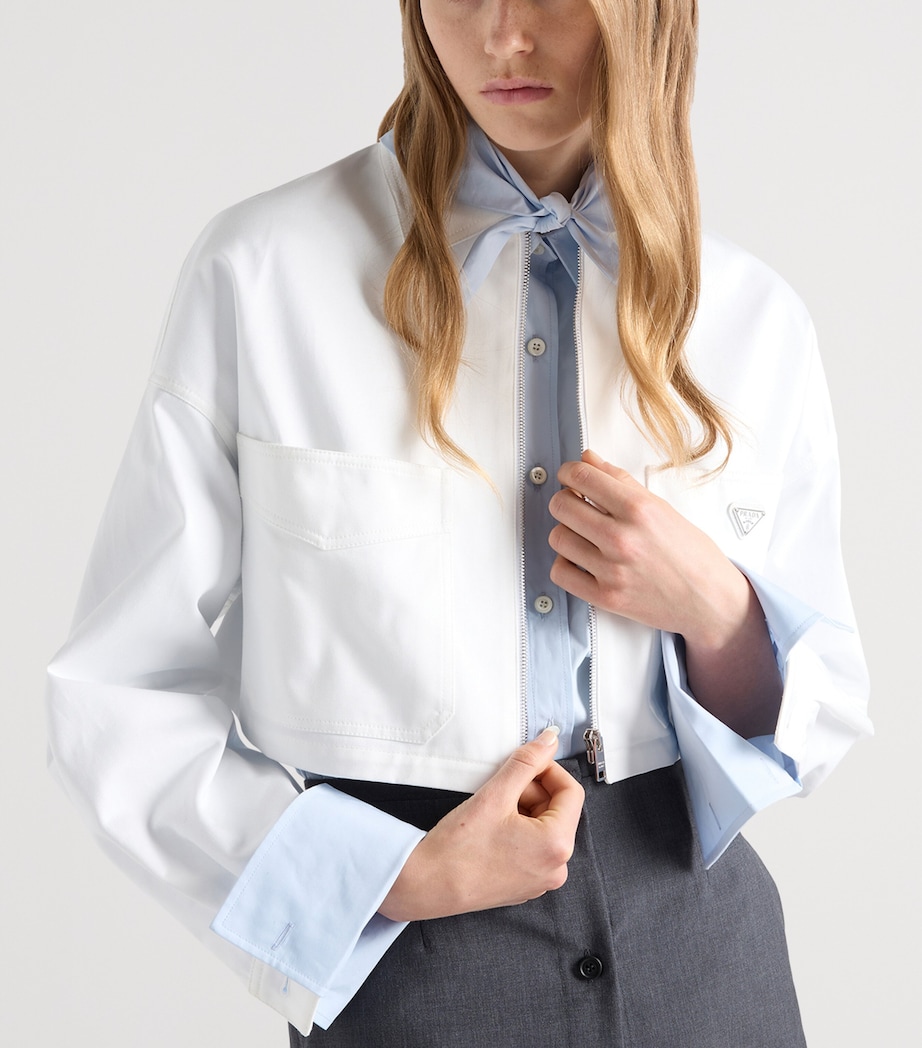 Prada Womens Cotton Blouson Jacket White Image 4
