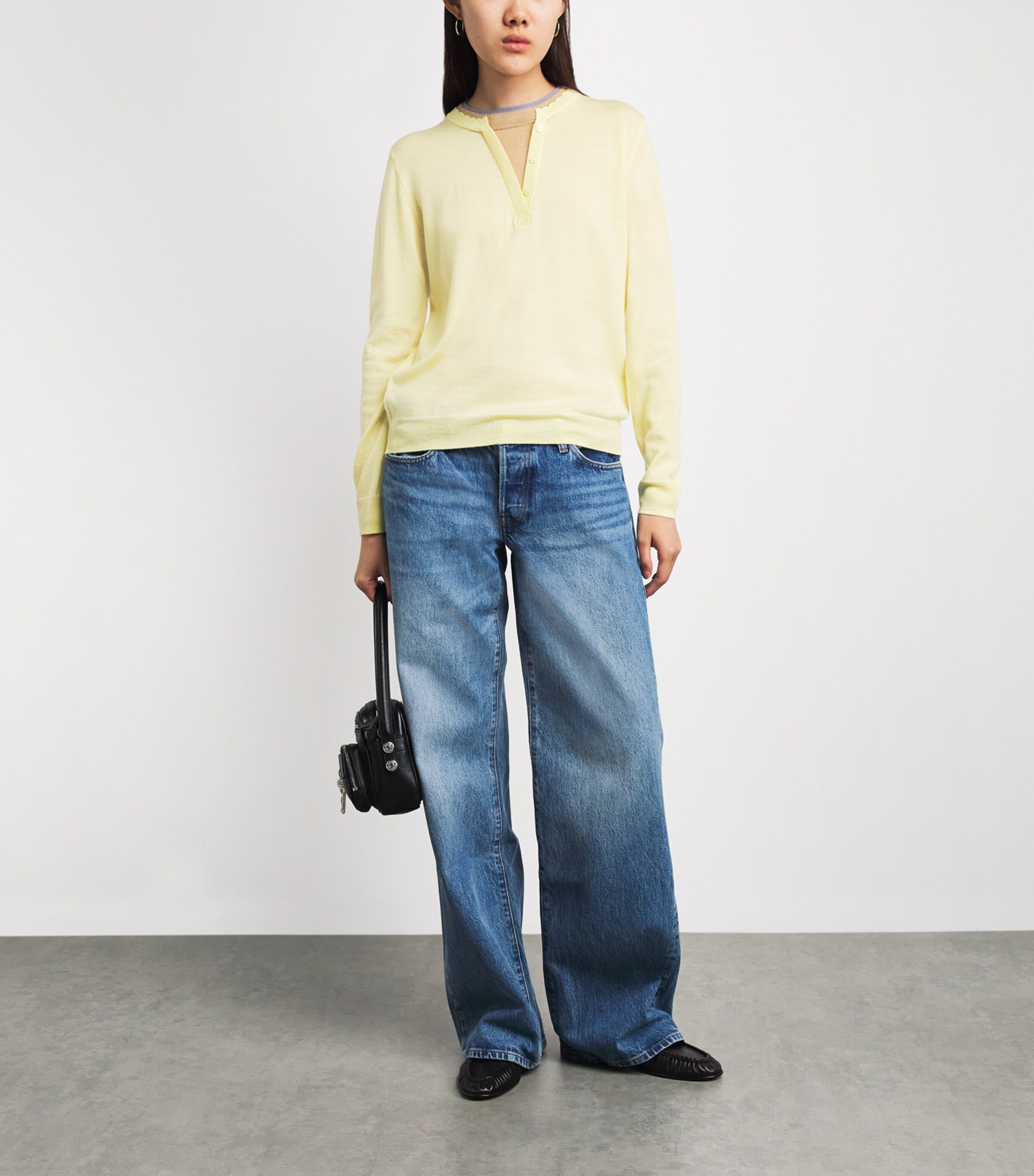 Claudie Pierlot Womens Wool Layered Sweater Baby Yellow Image 2