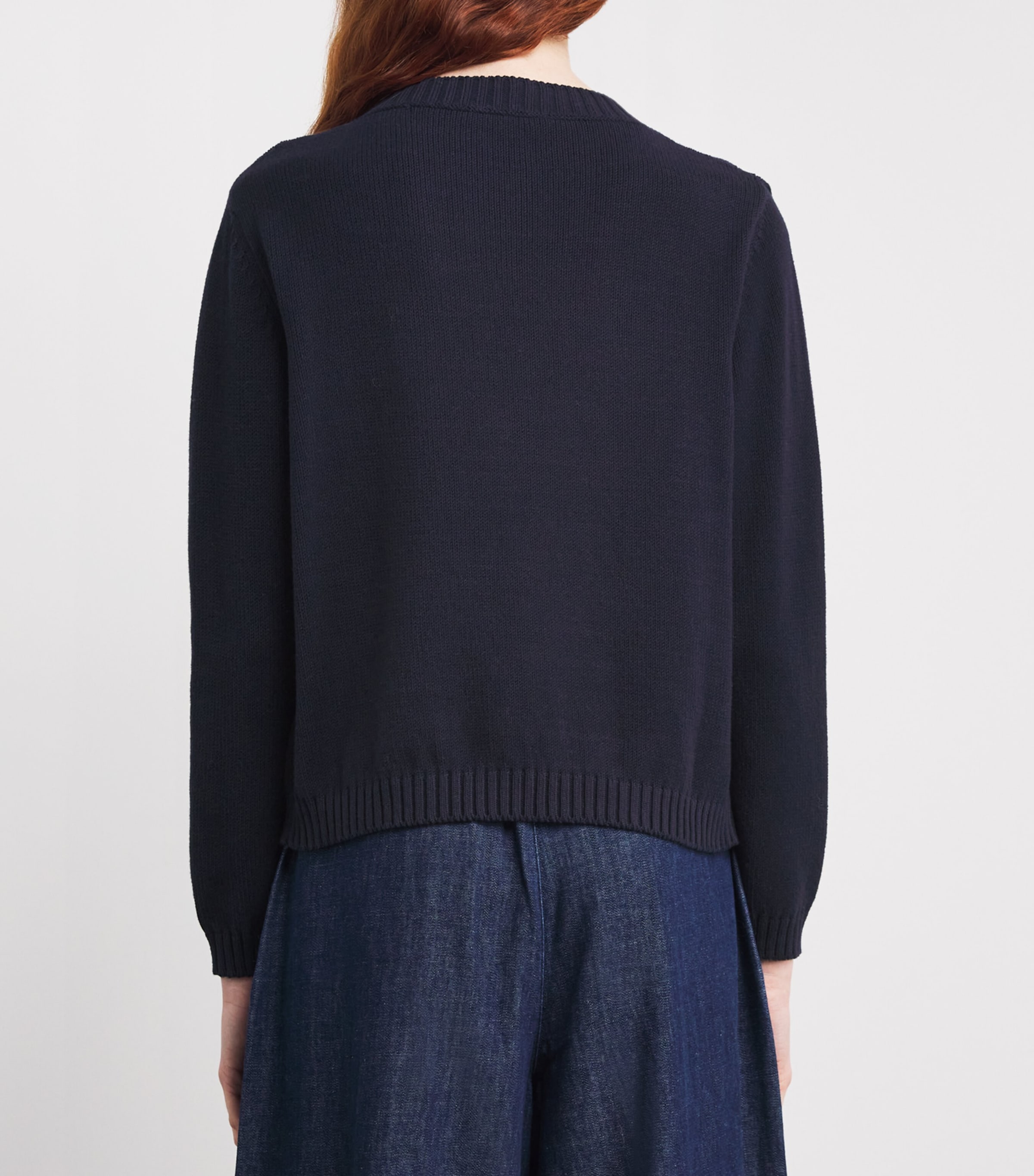 Cotton-Blend Whale-Jacquard Sweater NAVY Image 4