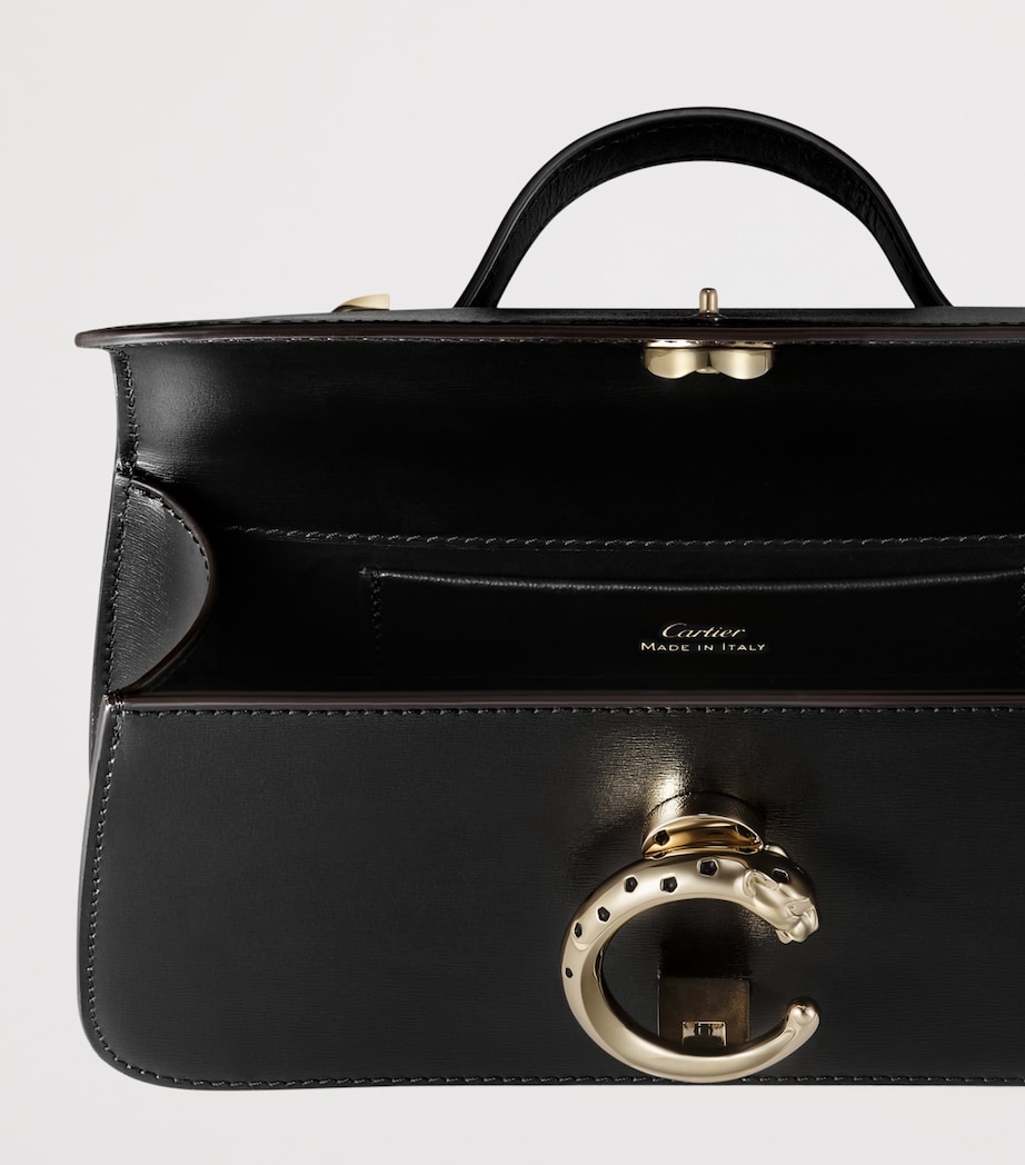 Cartier Small Leather Panthère de Cartier Top-Handle Bag Black Image 4