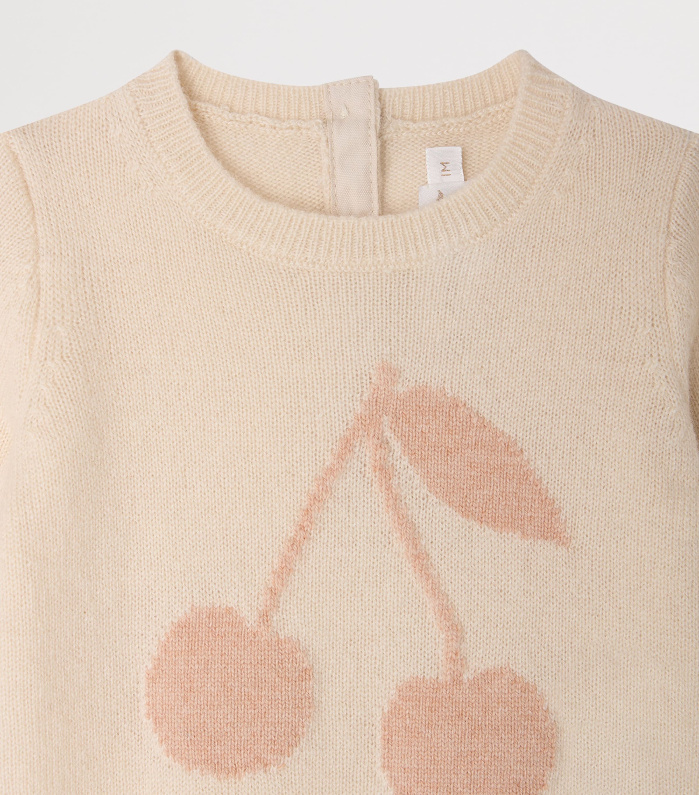 Bonpoint Cashmere-Blend Cherry Playsuit (3-18 Months) Rose Clair Chine Image 3