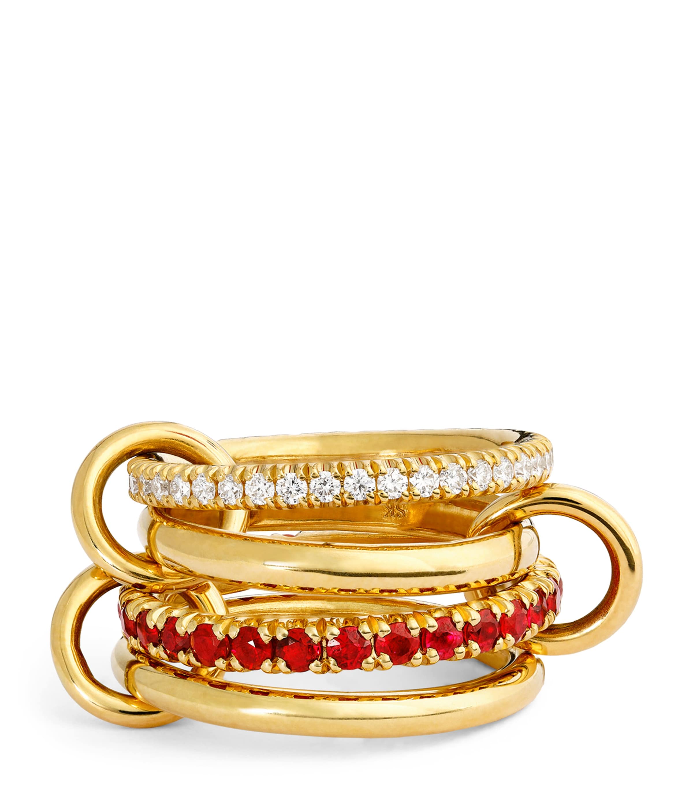 Spinelli Kilcollin Yellow Gold, Diamond And Ruby Haley Ring In Gold