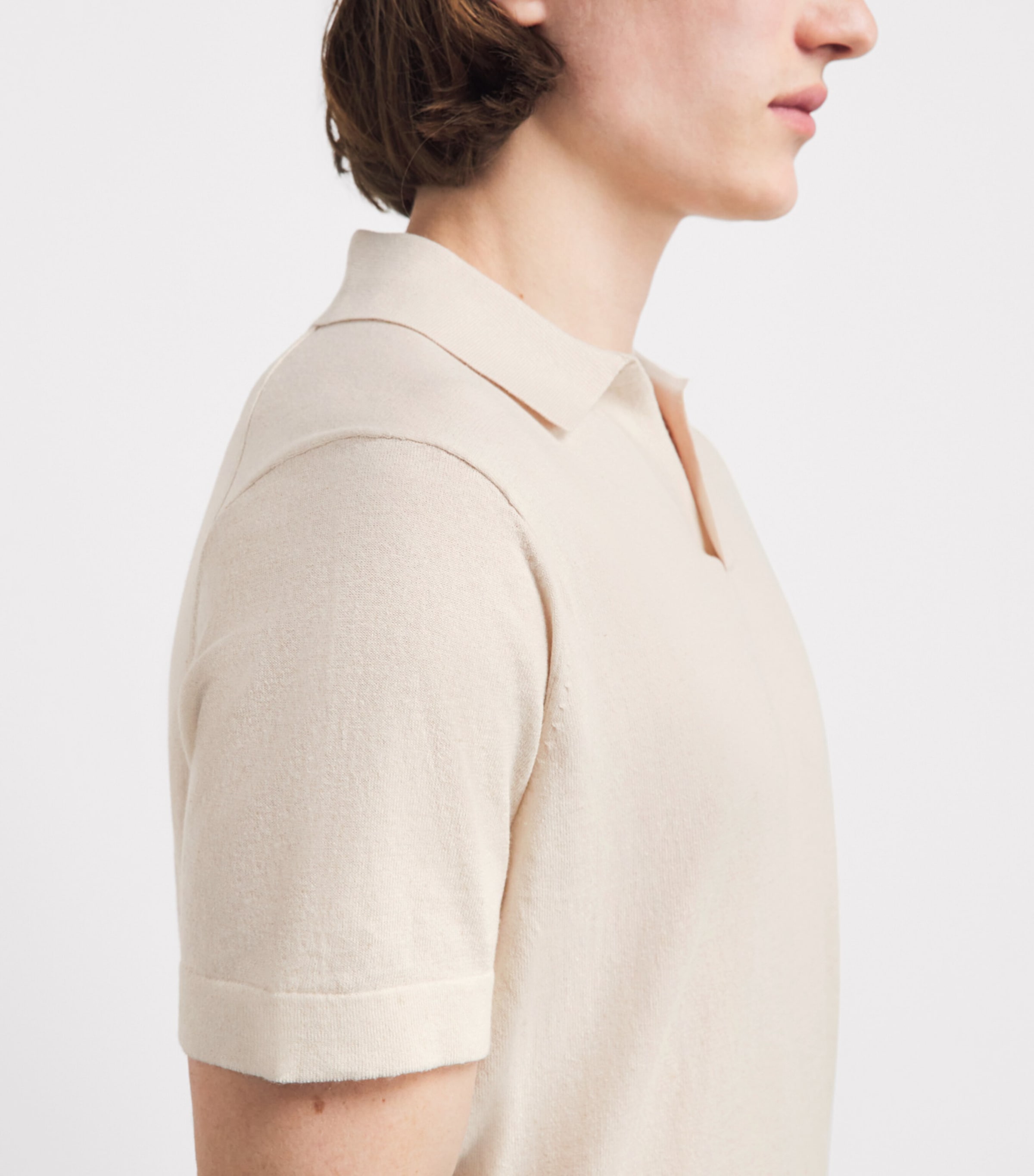 NN.07 Mens Cotton-Linen Ryan Polo Shirt Oat Image 3