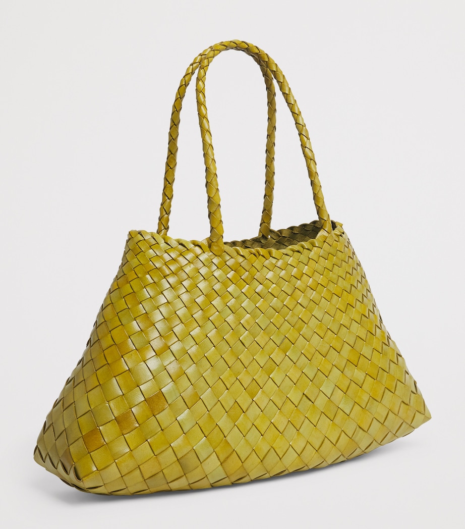 DRAGON DIFFUSION Large Leather Santa Croce Tote Bag Bamboo Green Image 3