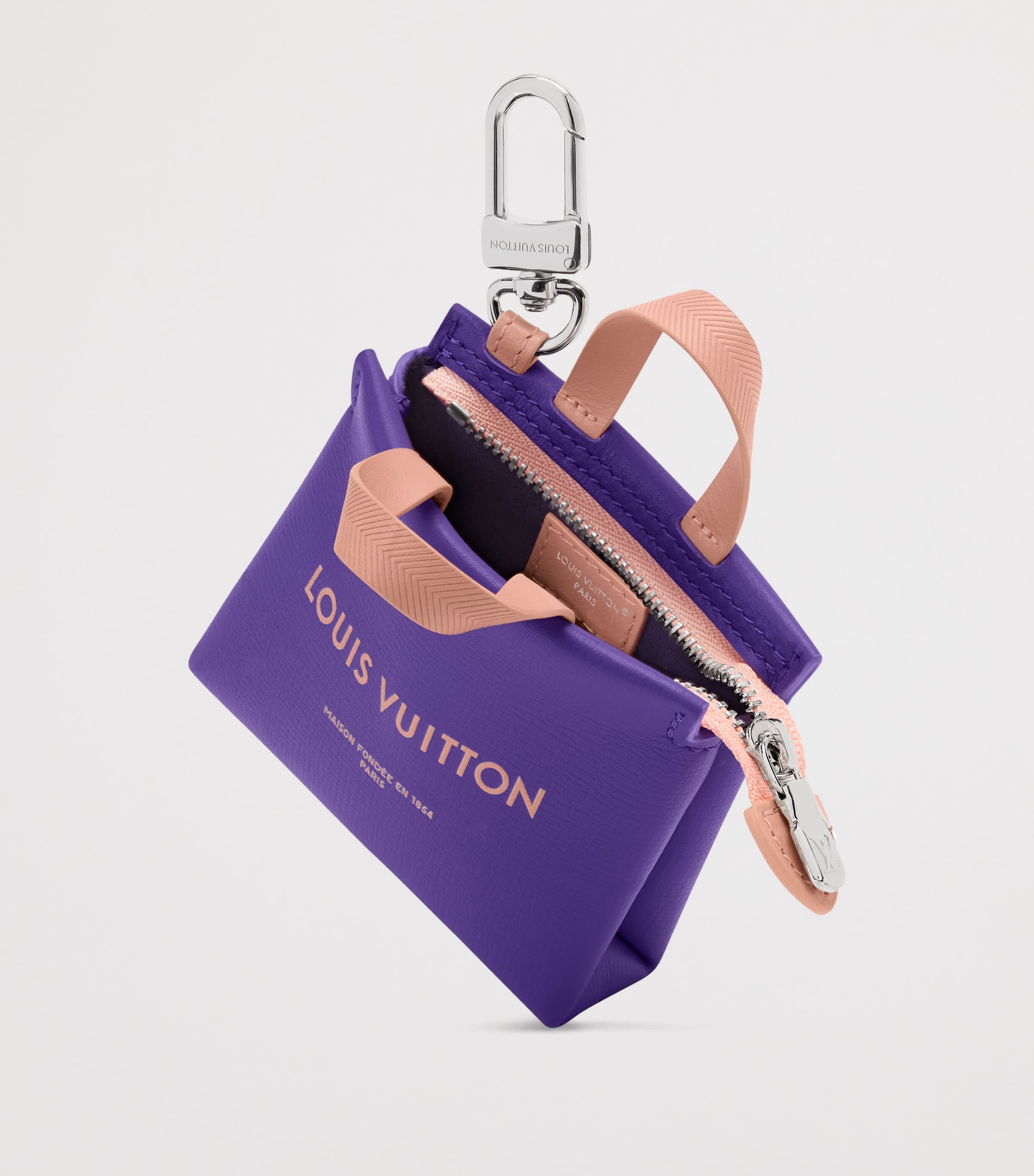 LOUIS VUITTON Mini Leather Shopper Bag Charm Purple Image 4