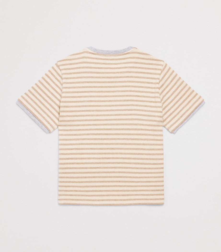 Eleventy Kids Cotton Stripe T-Shirt (2-16 Years) Ivory/beige Image 2