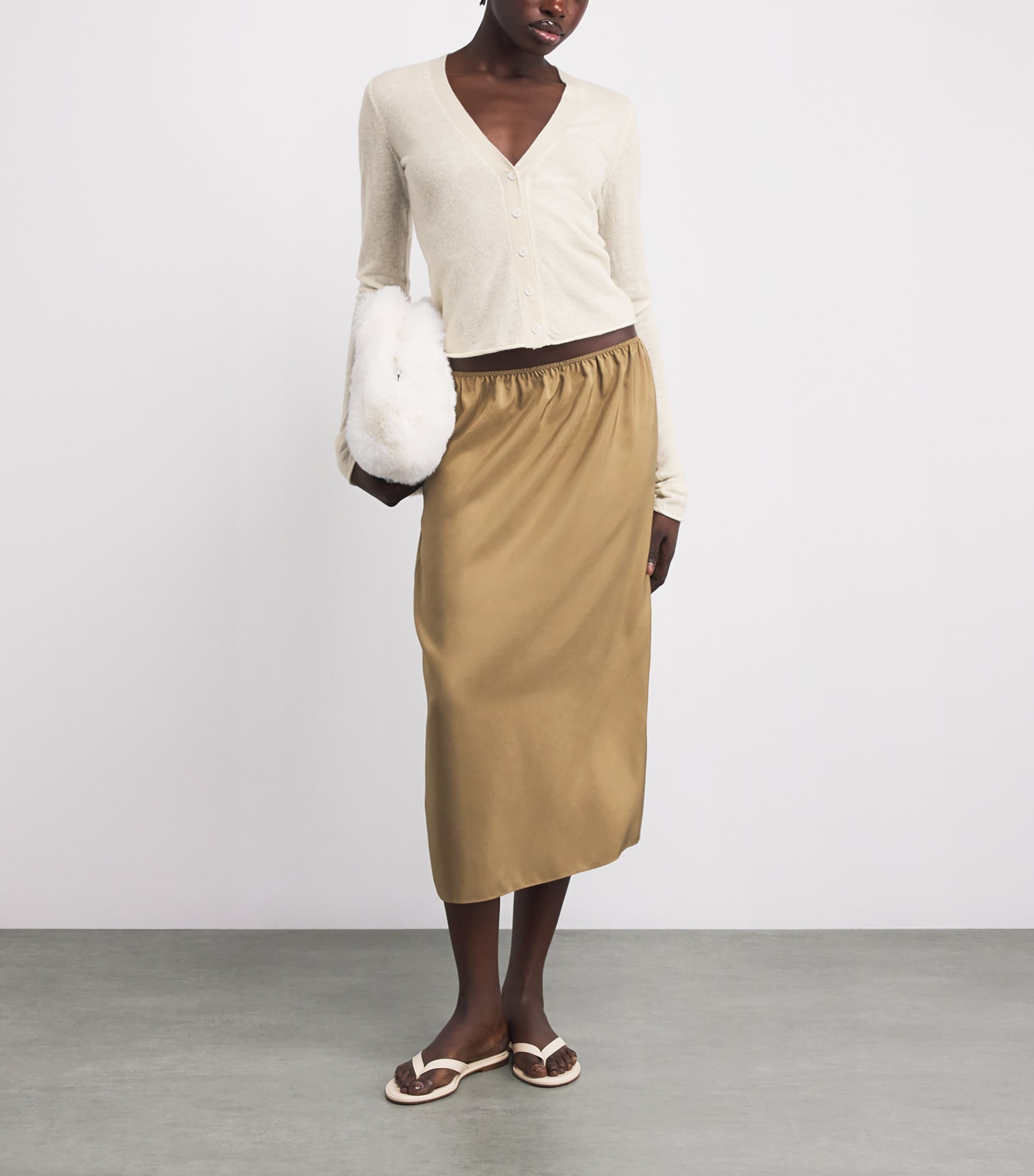 Skims Womens Cashmere Sheer Cardigan Egret Image 2